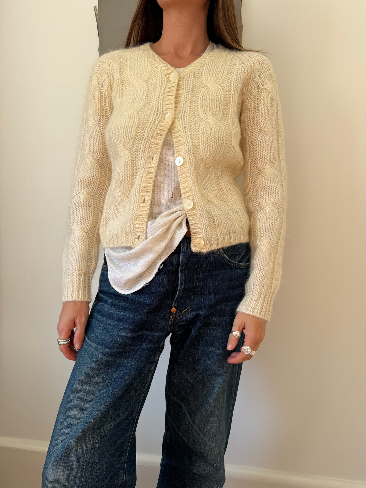 Cream Mohair Cardigan