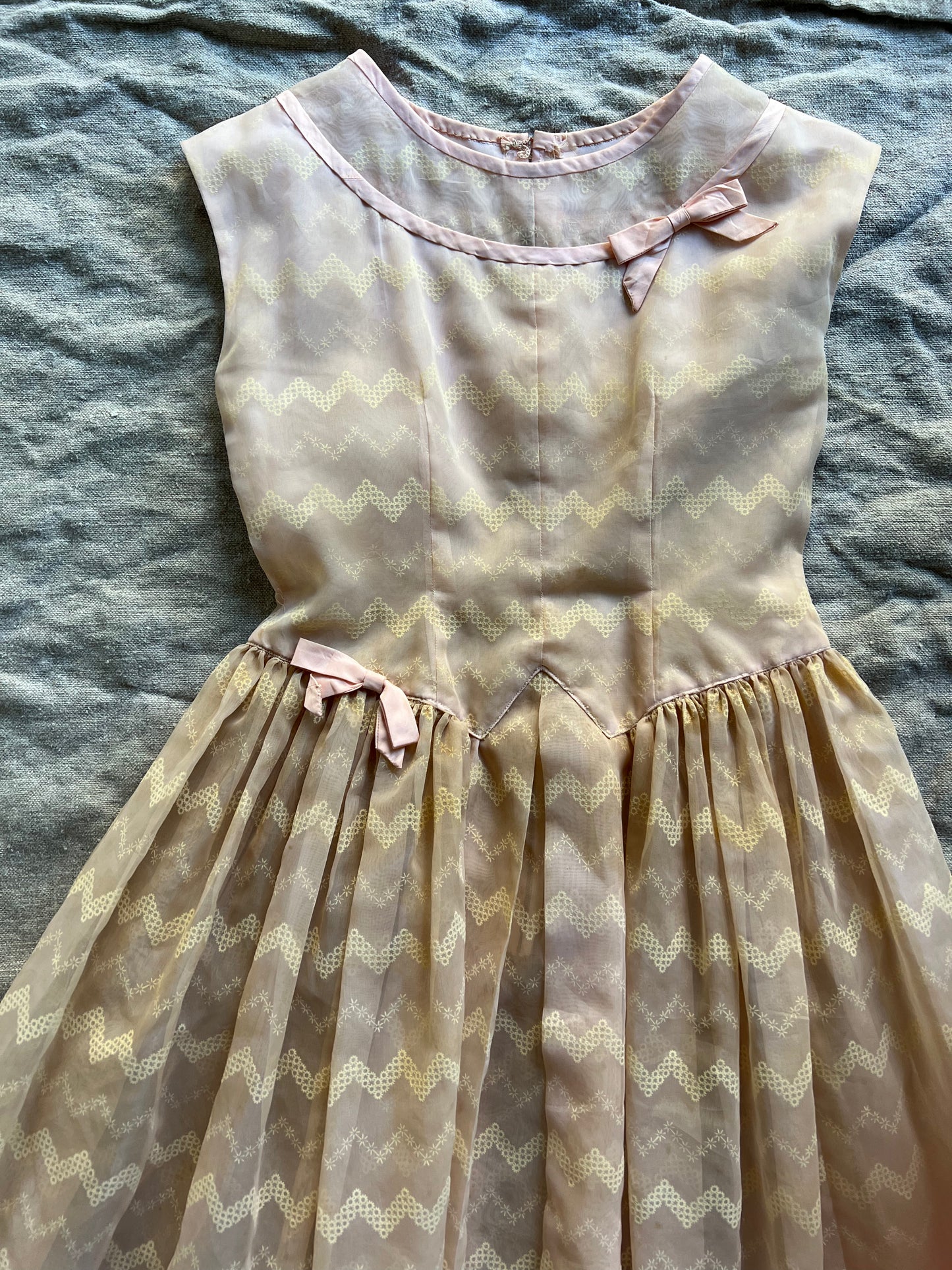 Sheer Peach Bow Dress
