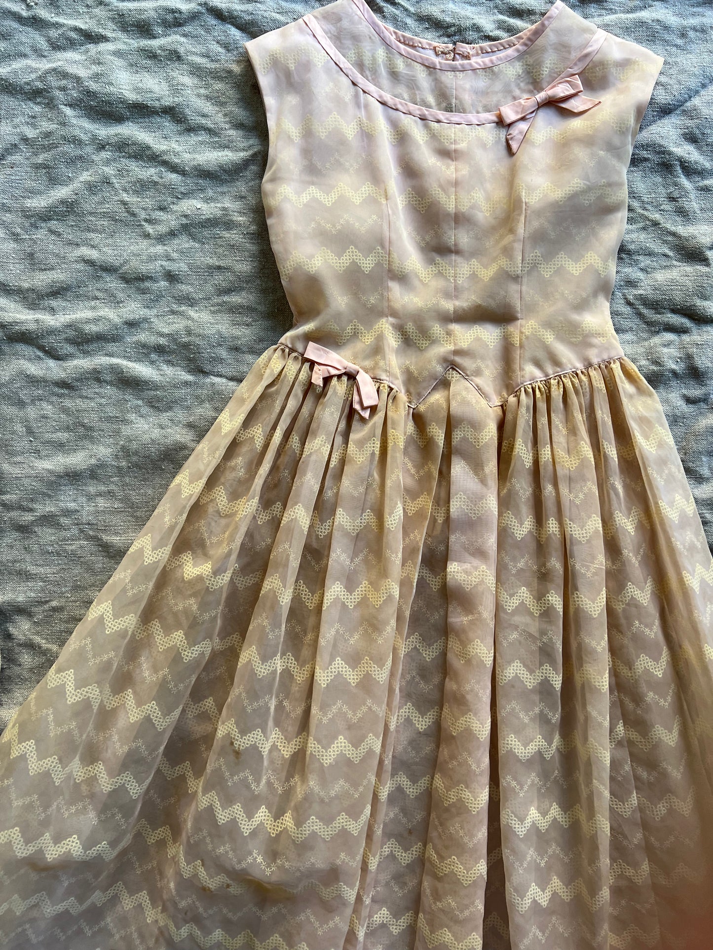 Sheer Peach Bow Dress