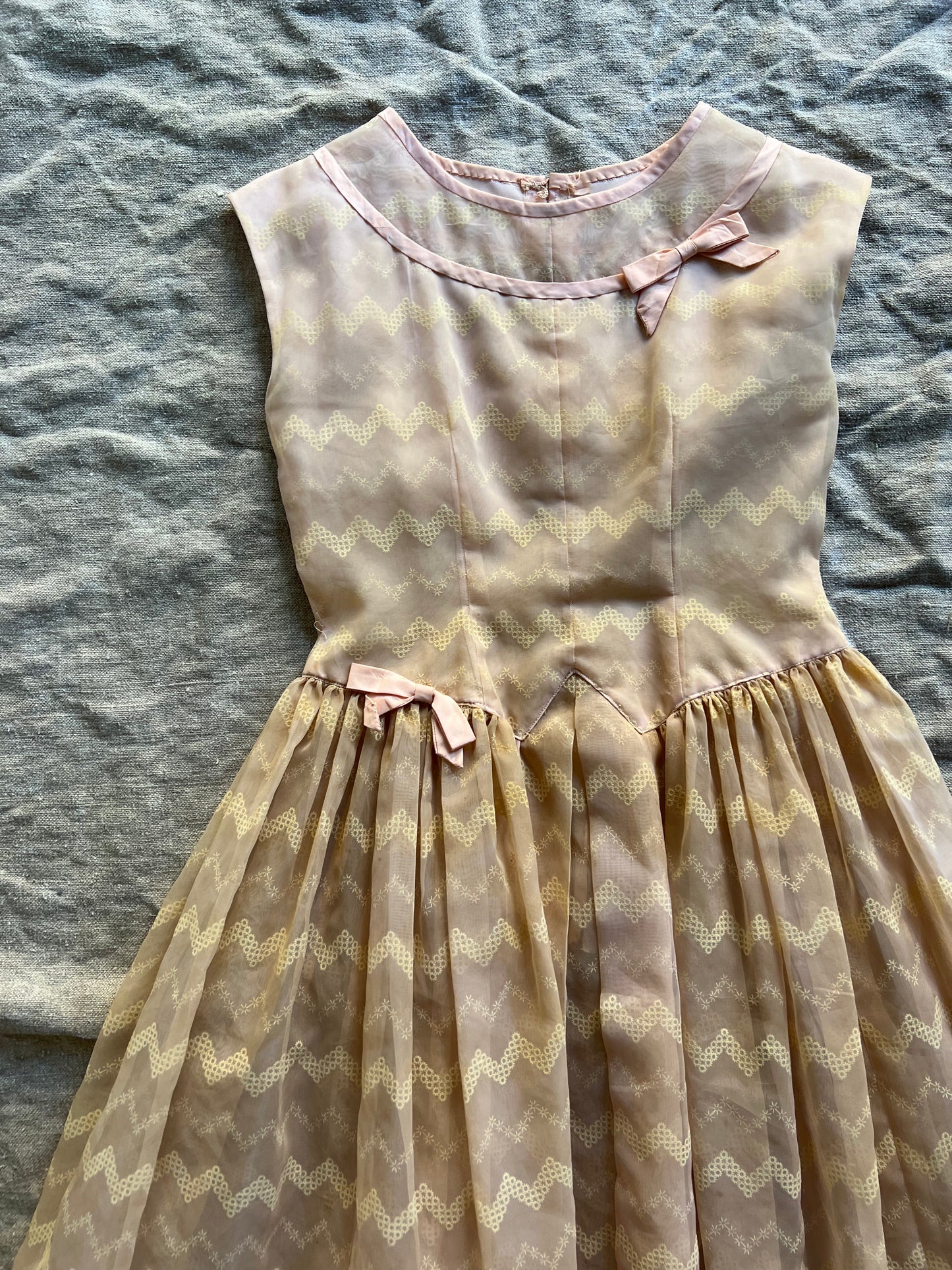 Sheer Peach Bow Dress