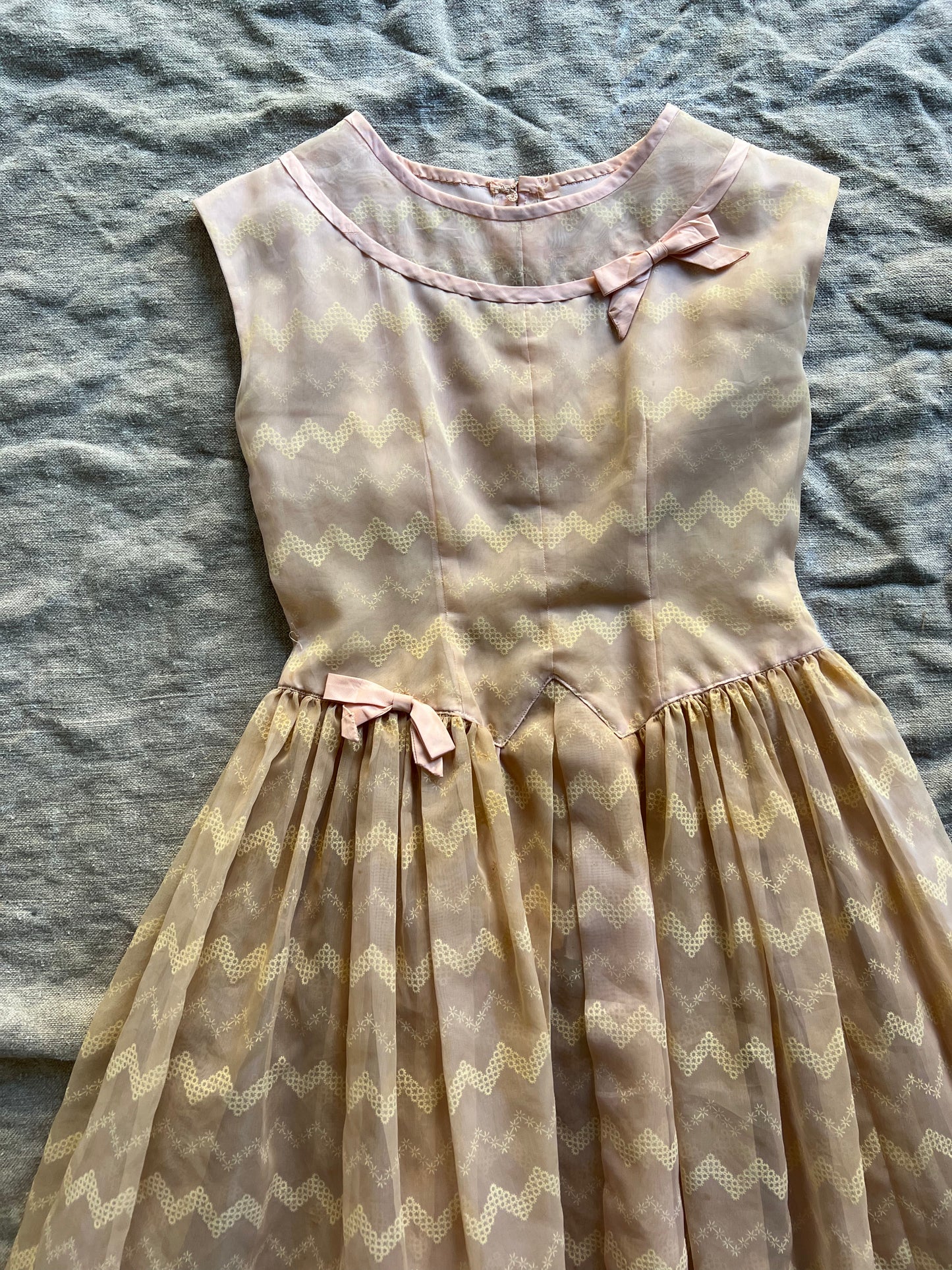 Sheer Peach Bow Dress