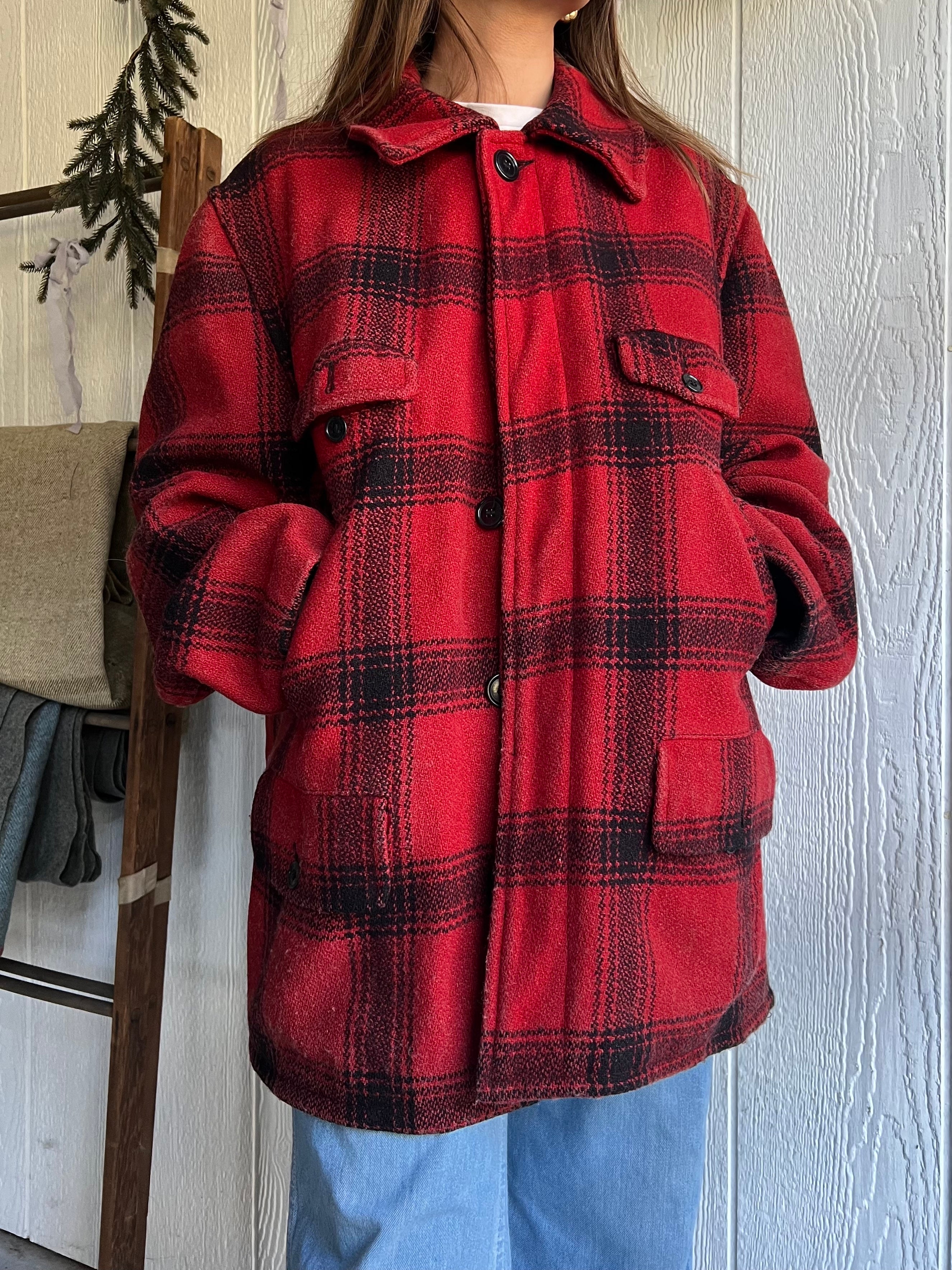 Vintage Red Wool Plaid Jacket