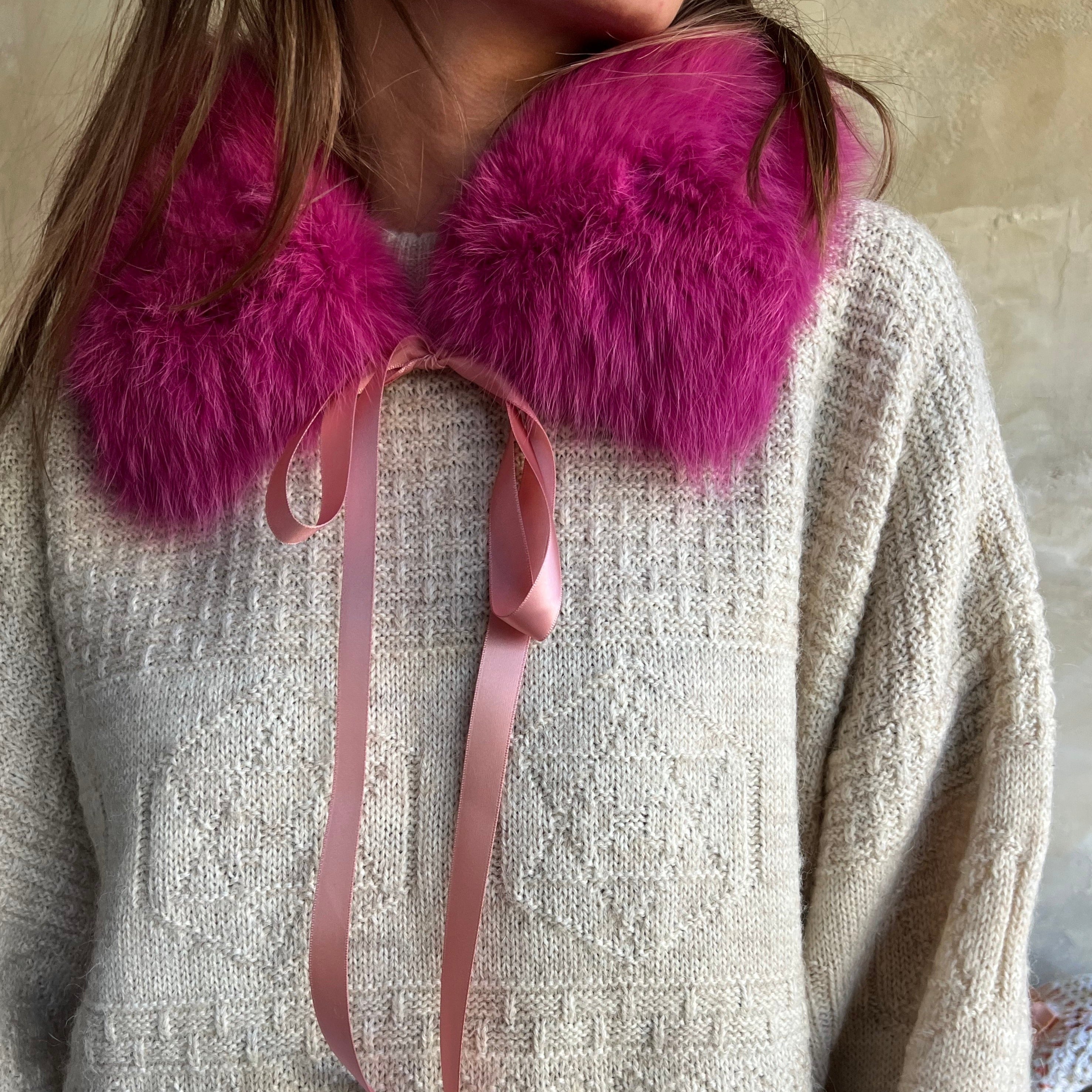 Fuschia Pink Fur Collar