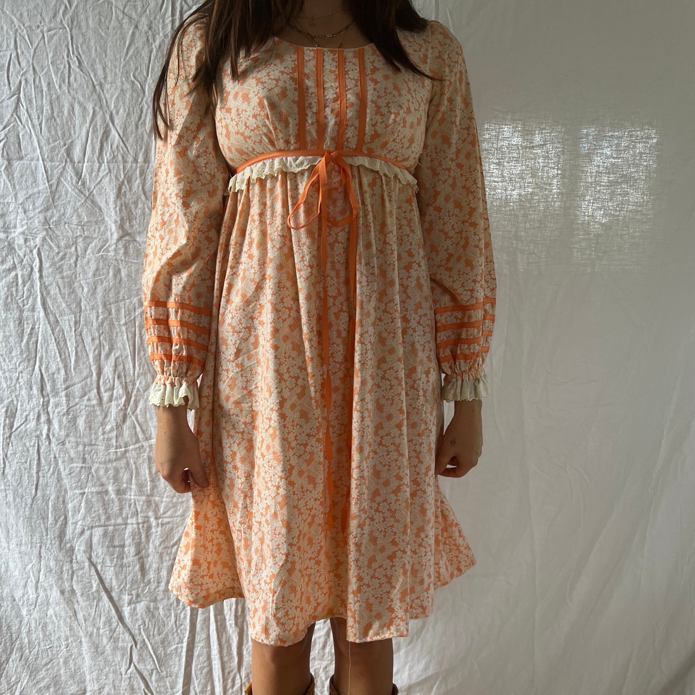 Orange Floral Prairie Dress