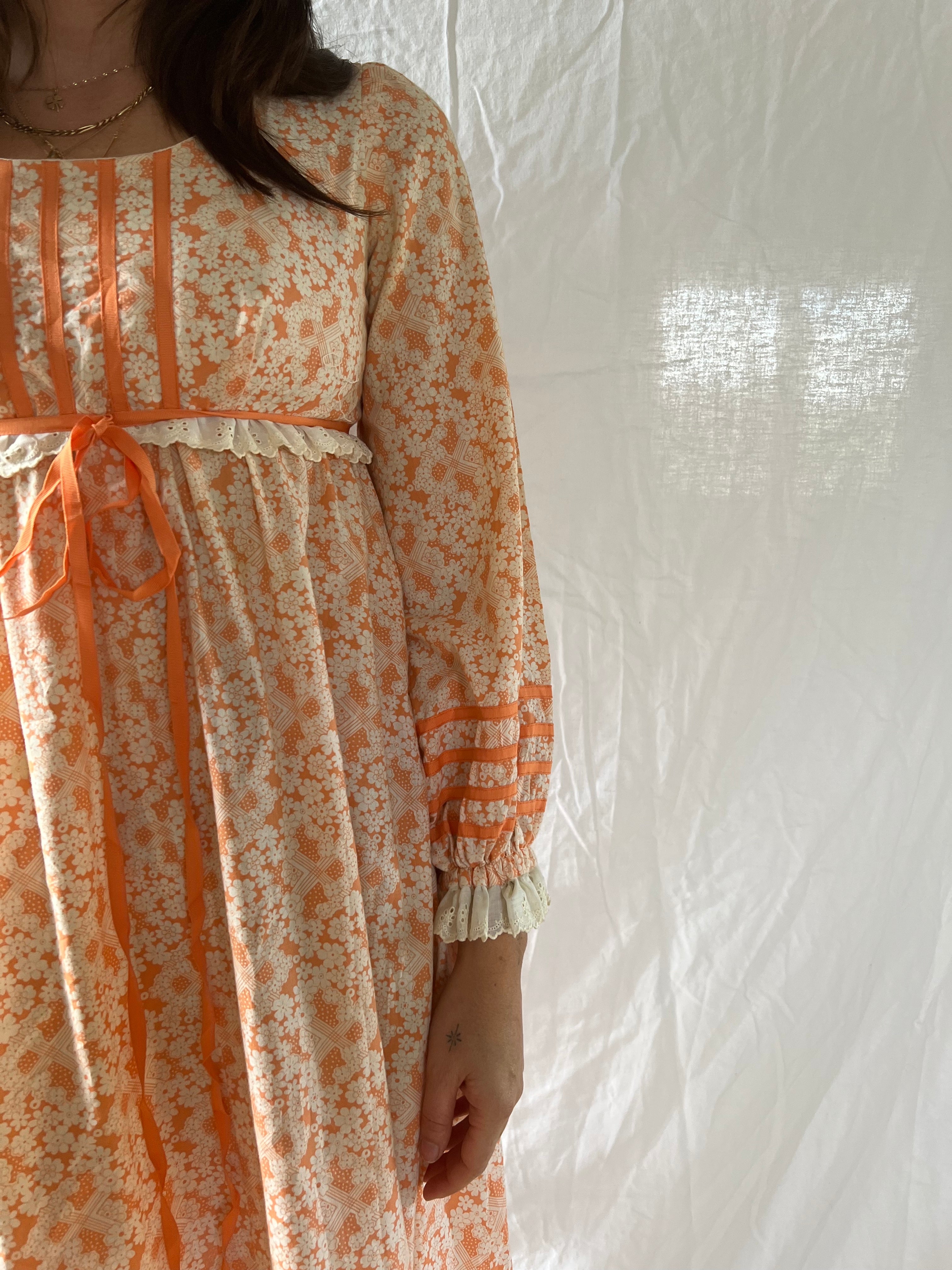 Orange Floral Prairie Dress