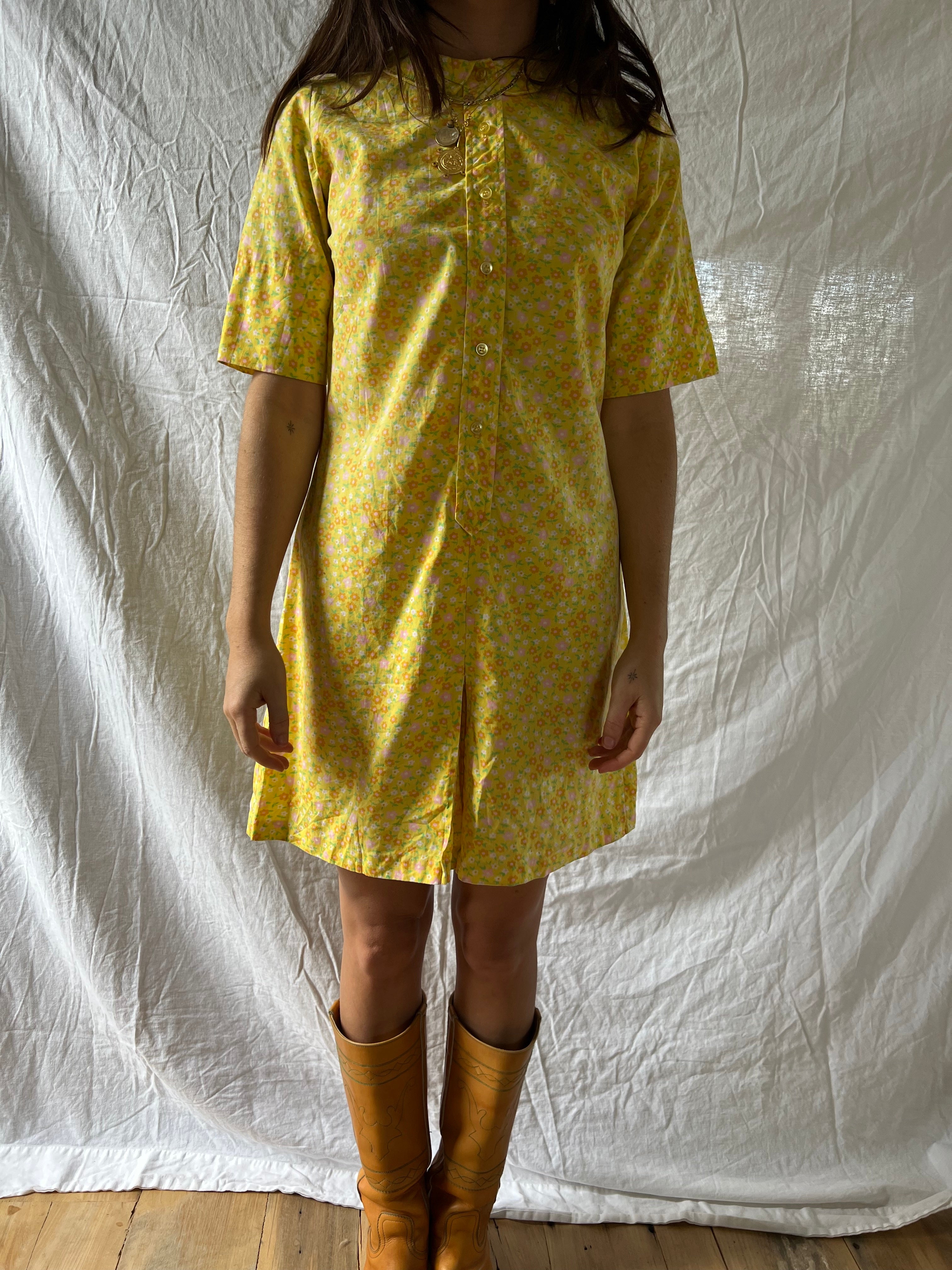 60s Yellow Floral Romper