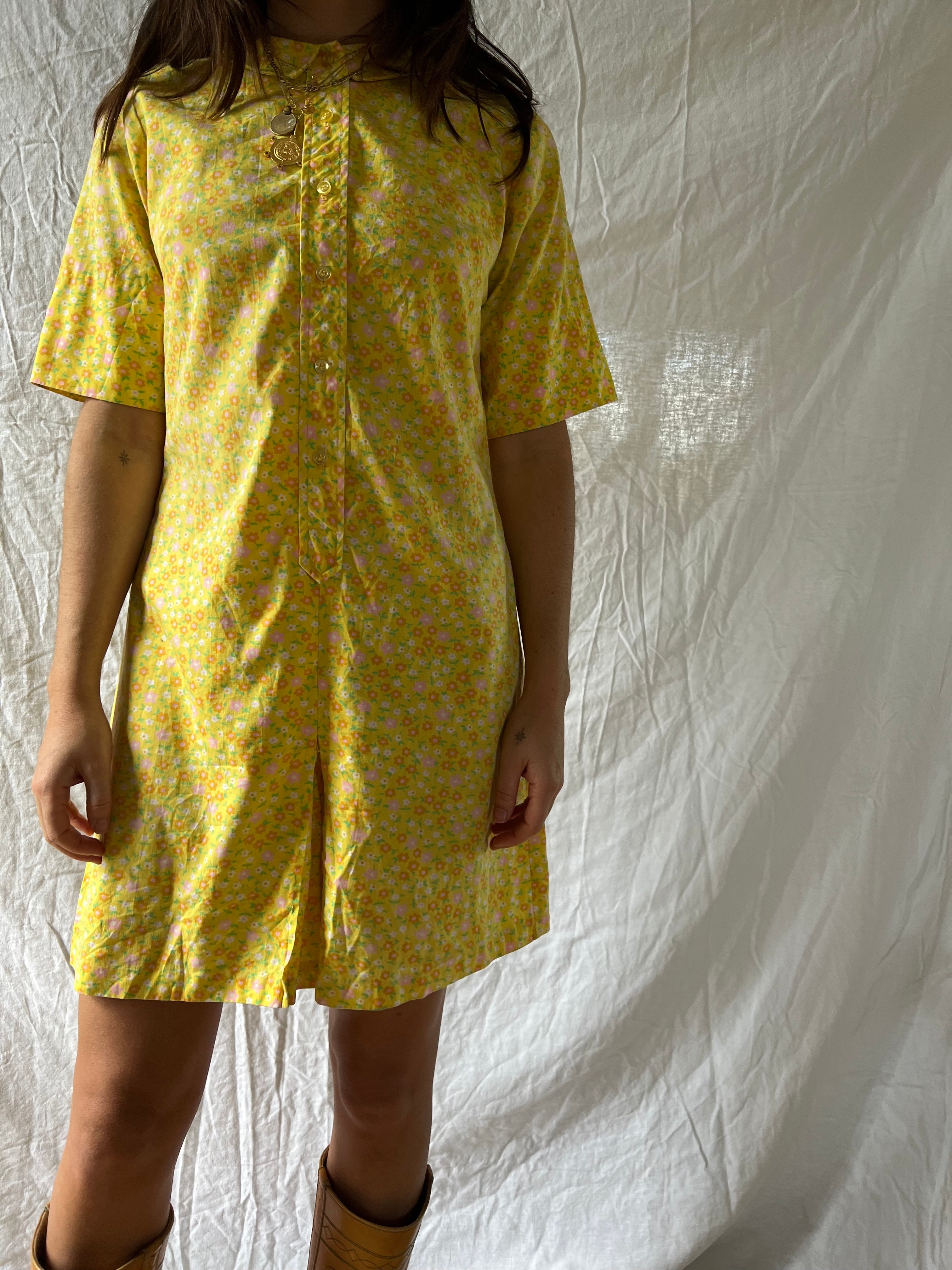 60s Yellow Floral Romper