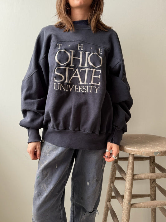 Distressed Ohio State Crewneck