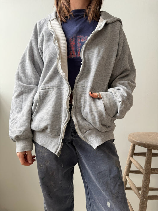 Thermal Lined Grey Zip-Up Hoodie