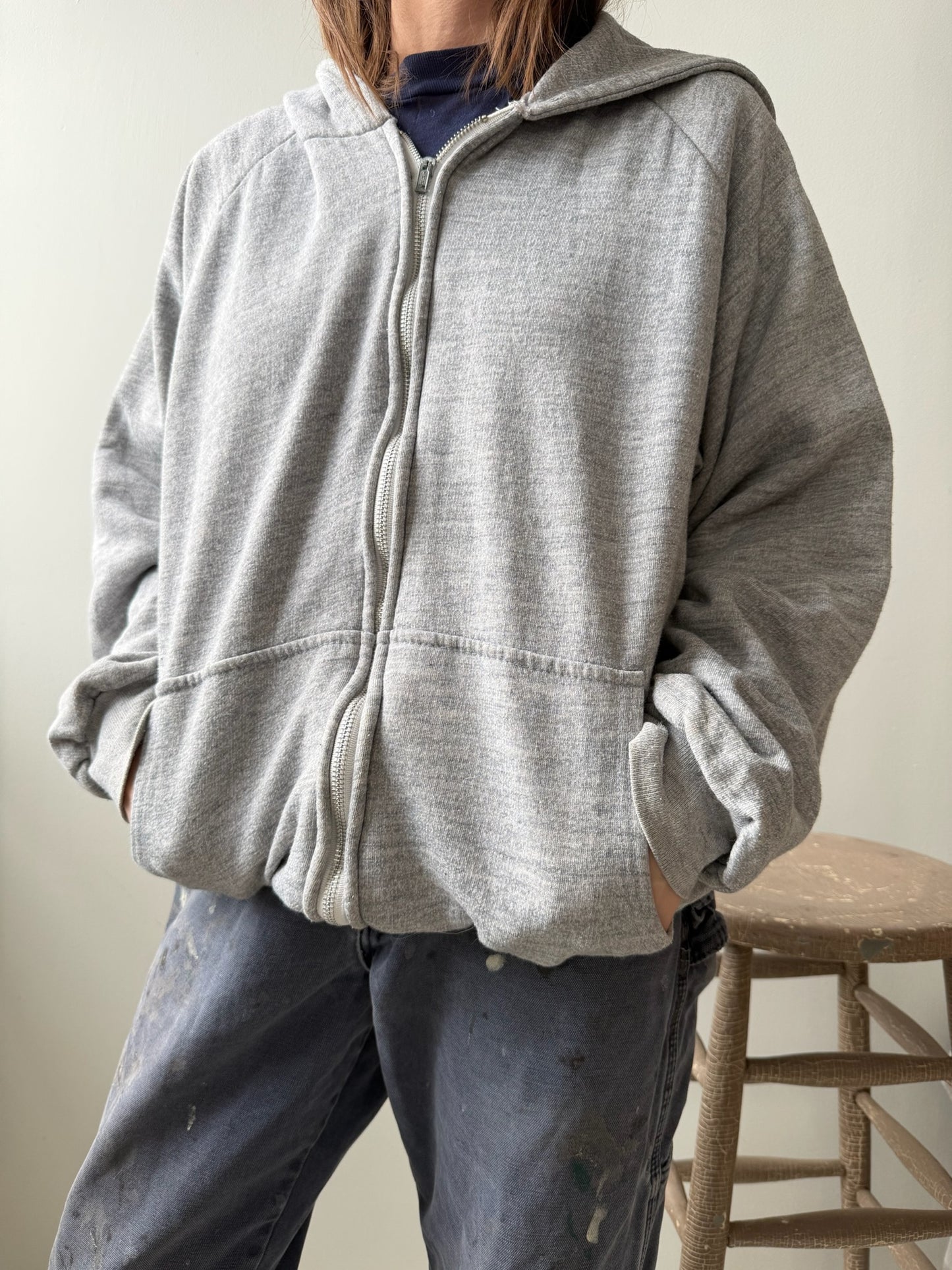 Thermal Lined Grey Zip-Up Hoodie