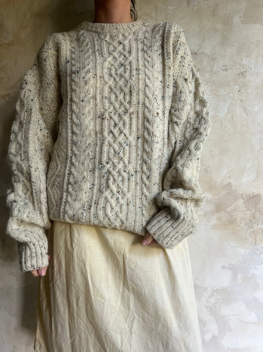 Salt + Pepper Speckled Irish Wool Sweater