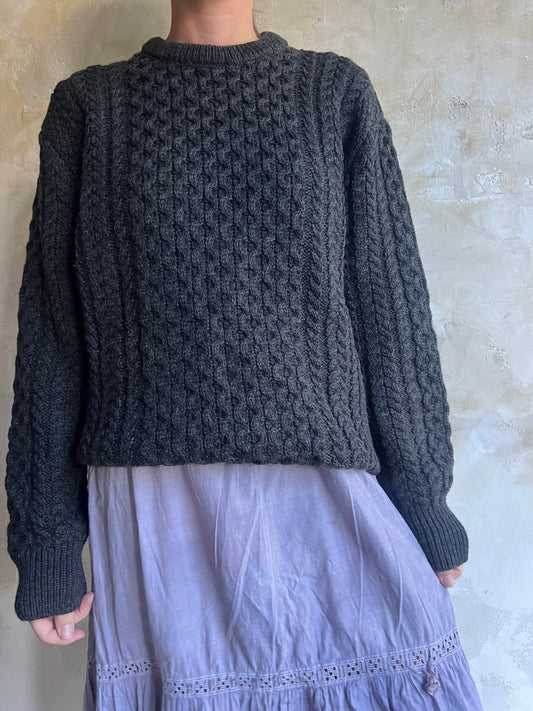 Charcoal Grey Aran Knit