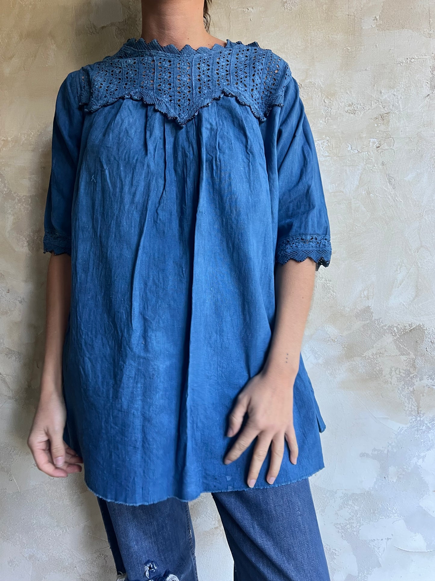 Dark Indigo Dyed Linen Blouse