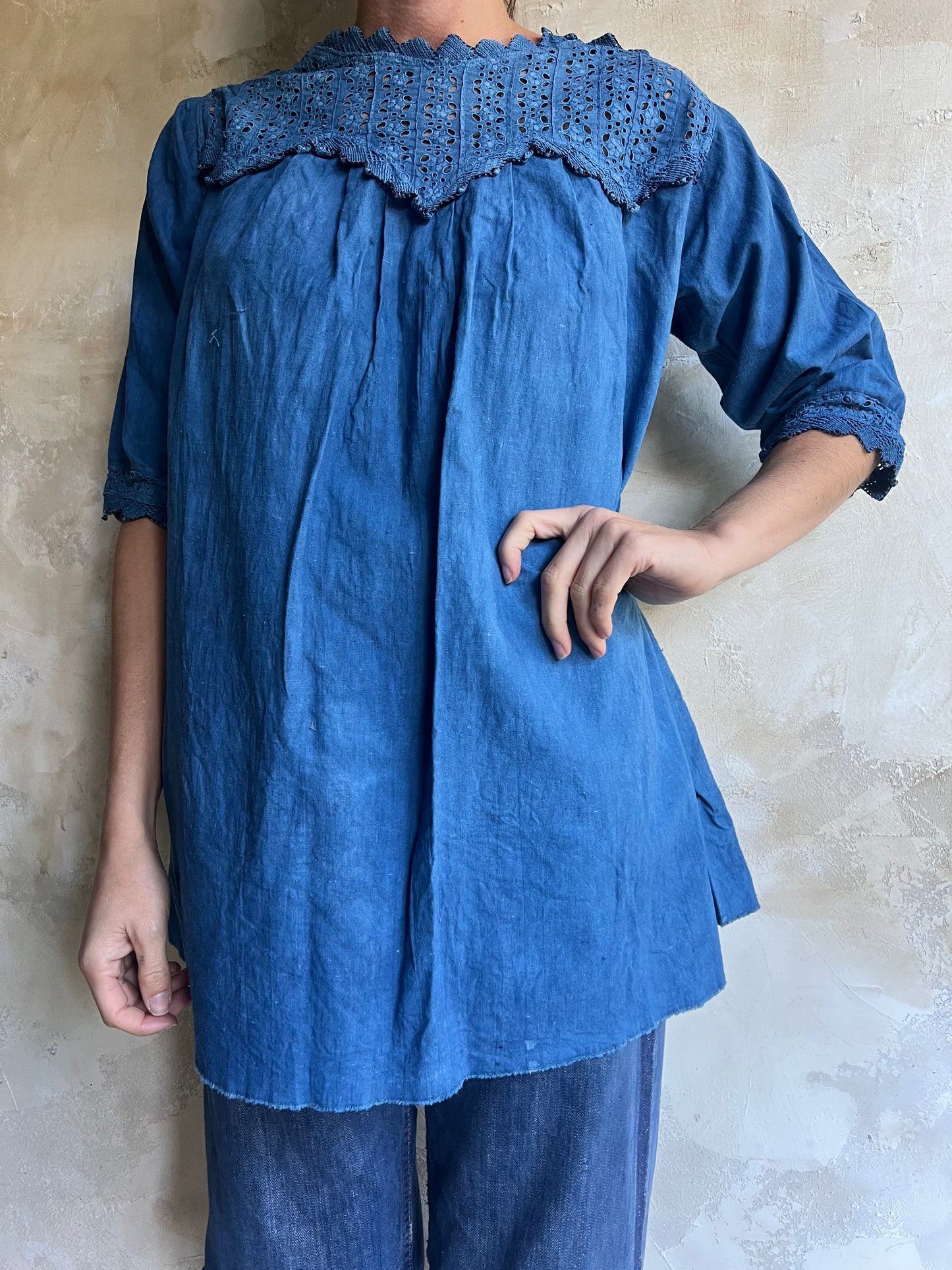 Dark Indigo Dyed Linen Blouse