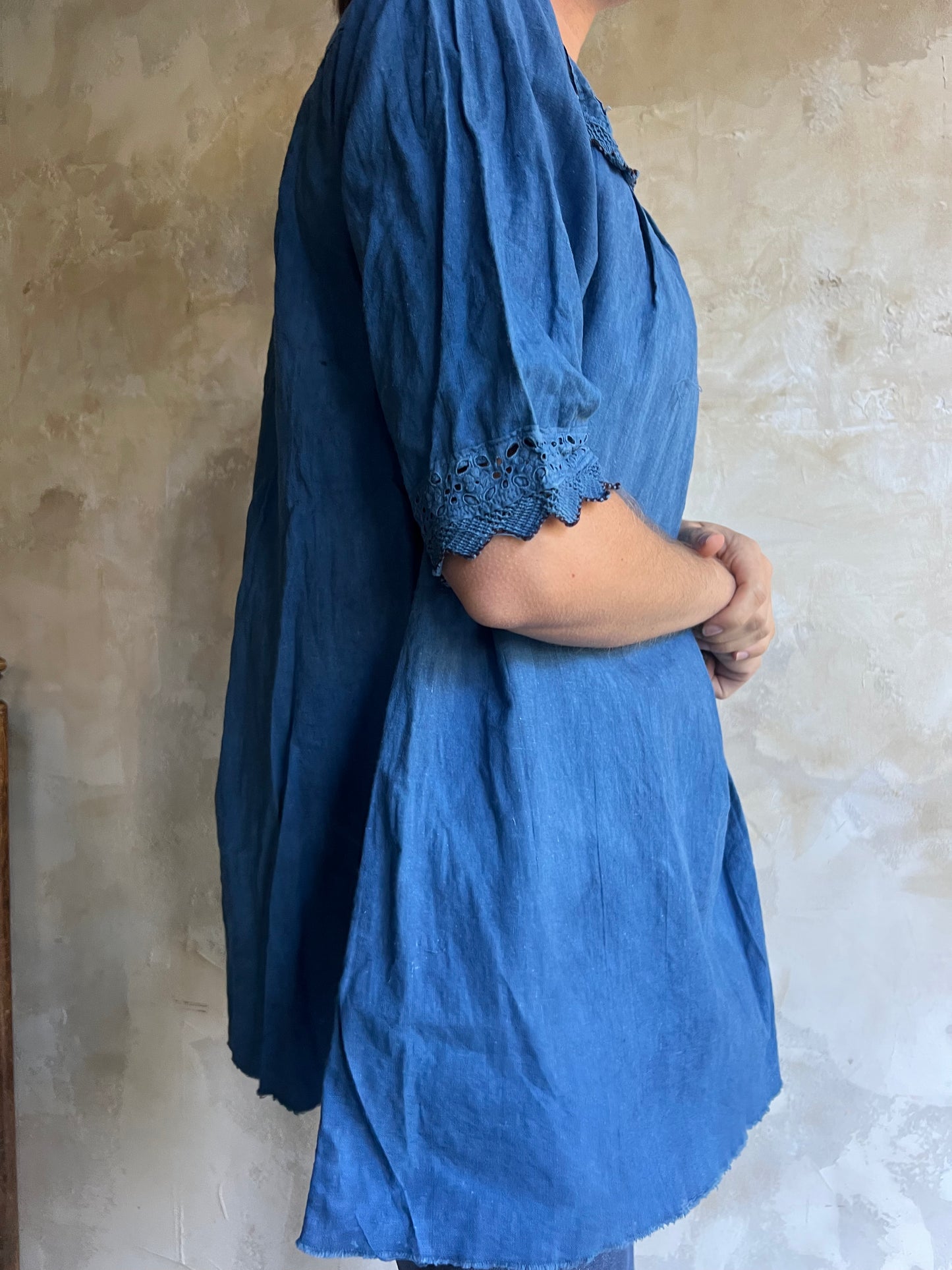 Dark Indigo Dyed Linen Blouse