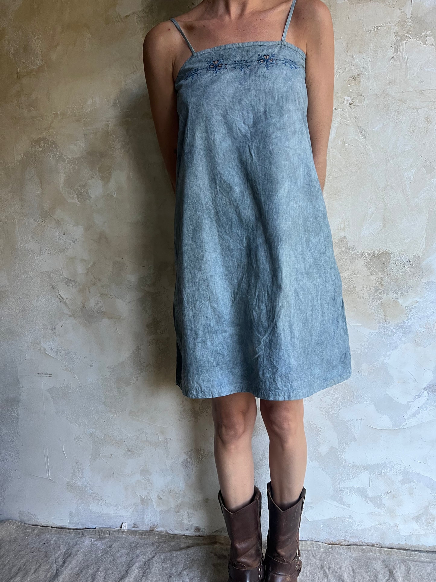 Light Faded Grey Indigo Dyed Dress