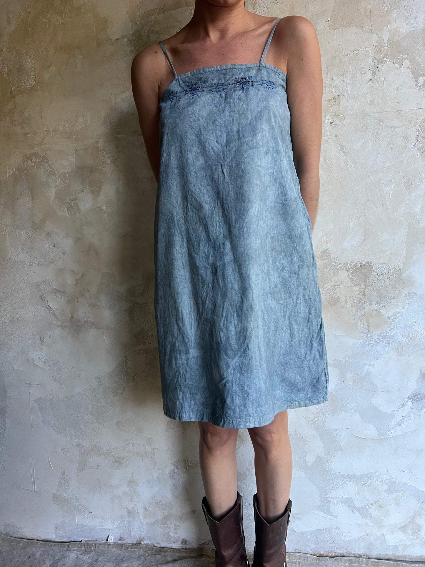 Light Faded Grey Indigo Dyed Dress