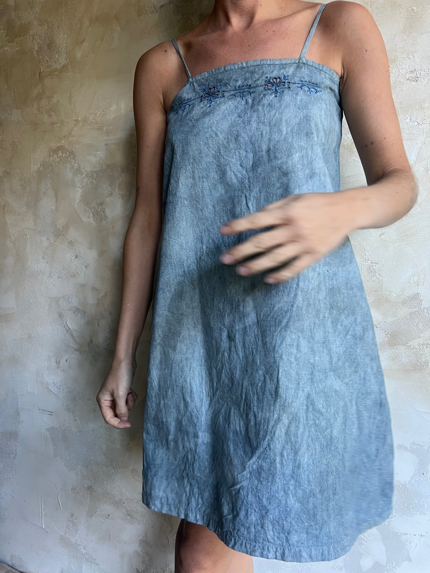 Light Faded Grey Indigo Dyed Dress