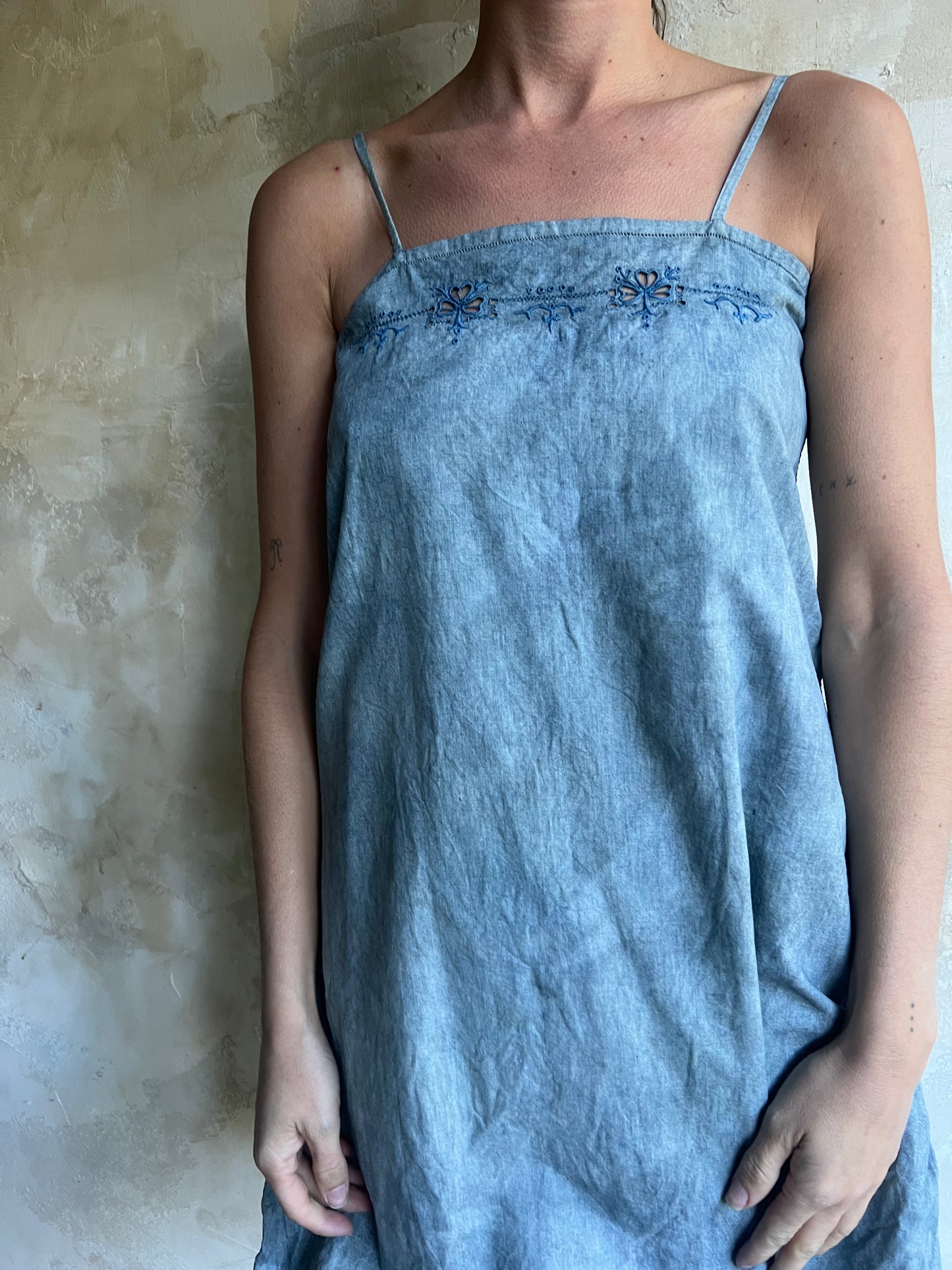 Light Faded Grey Indigo Dyed Dress