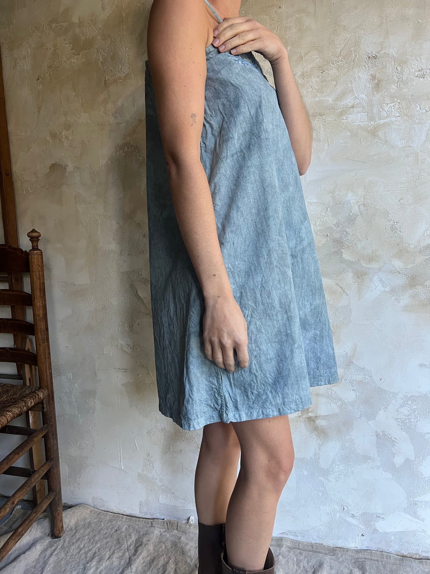 Light Faded Grey Indigo Dyed Dress