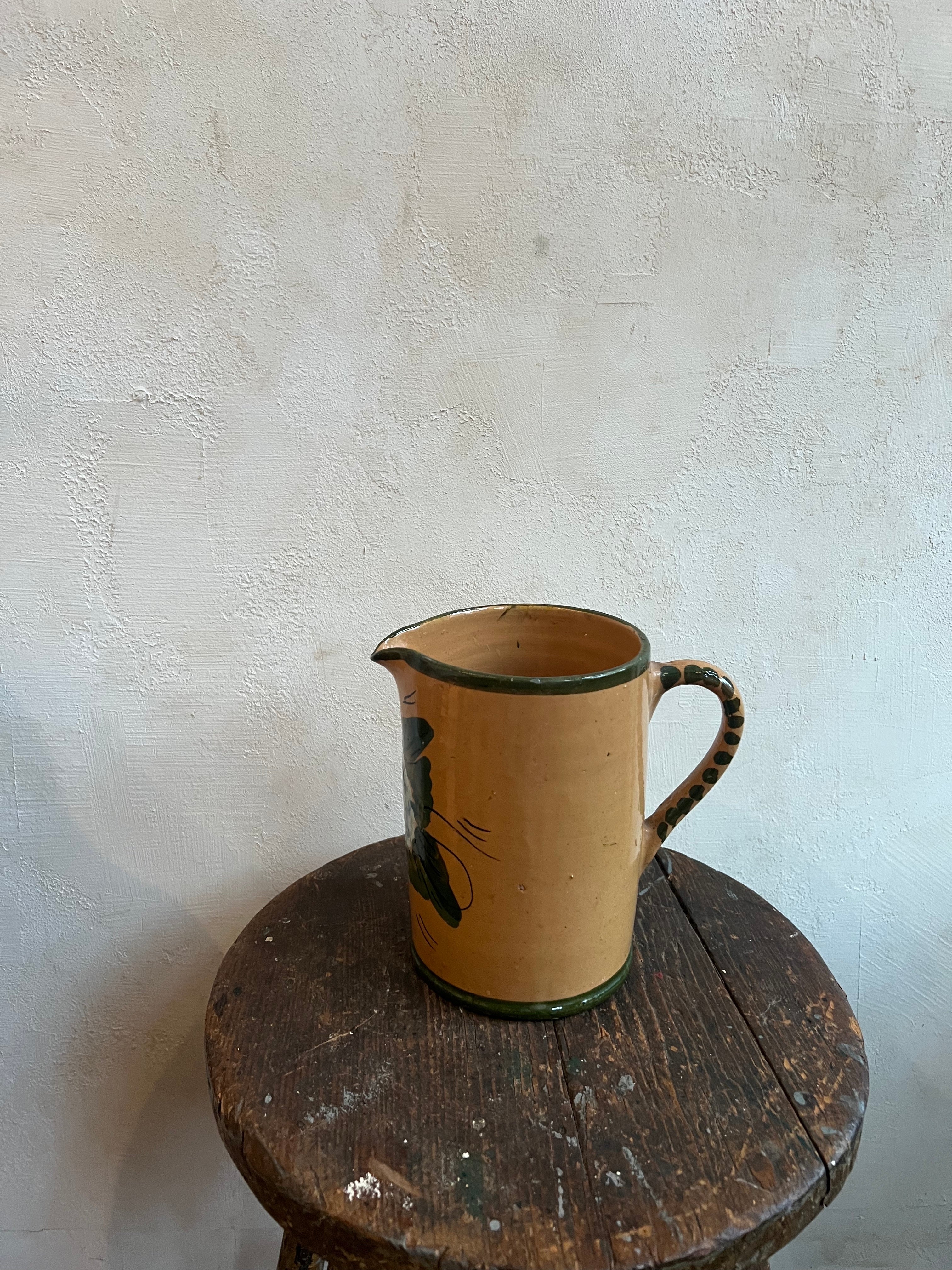 Clay Floral Painted Pitcher