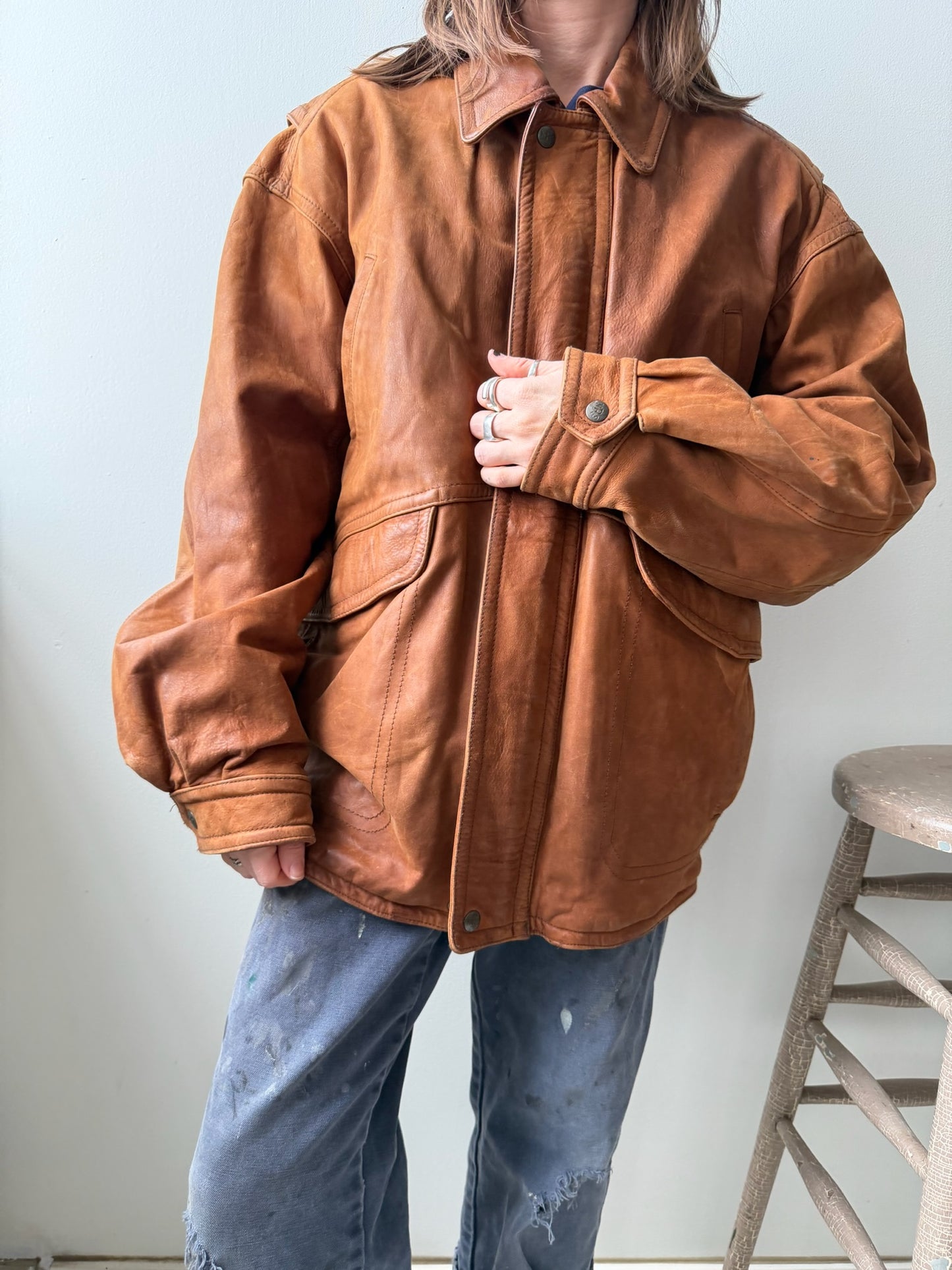 Cognac Brown Leather Jacket