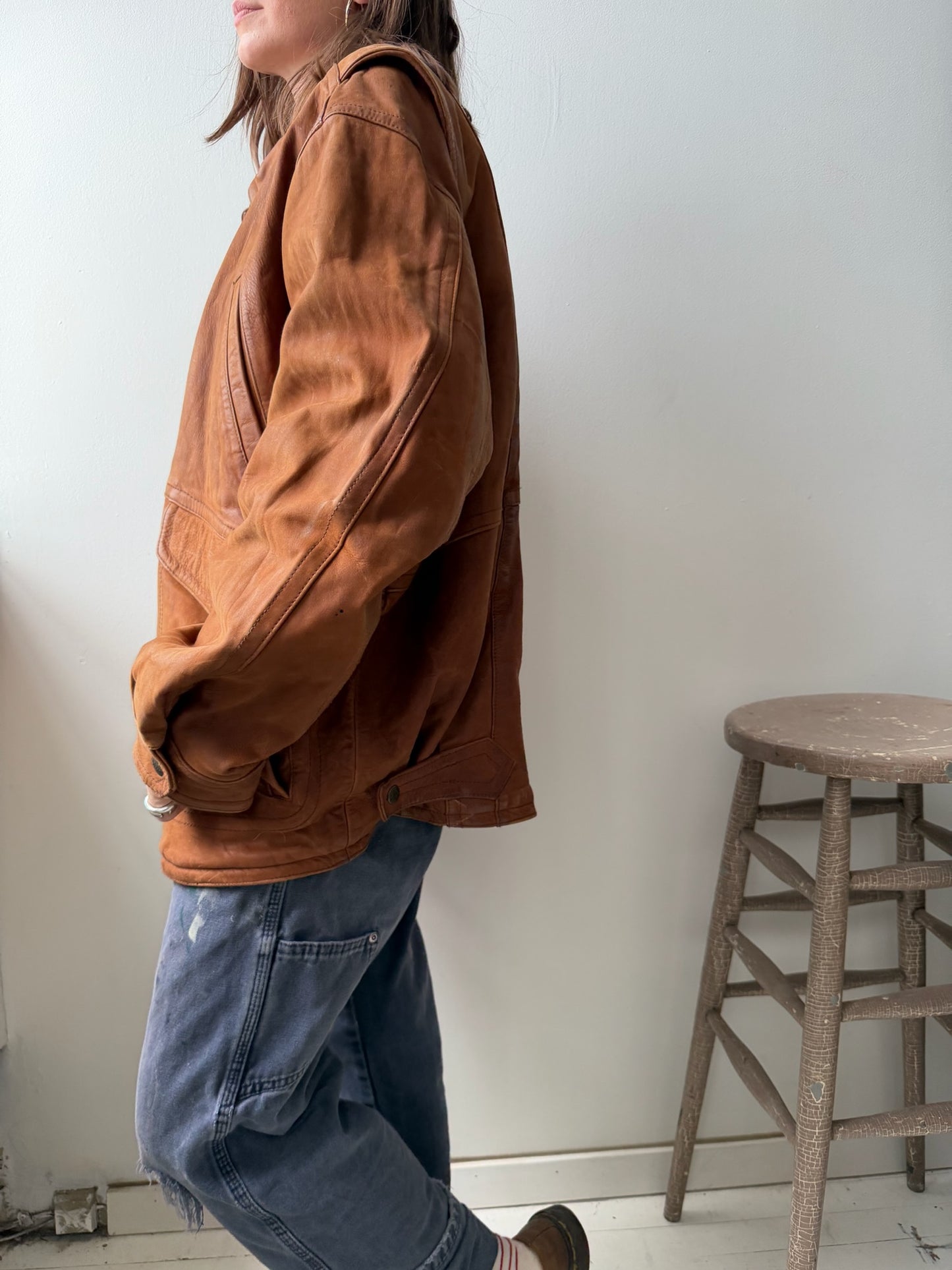 Cognac Brown Leather Jacket