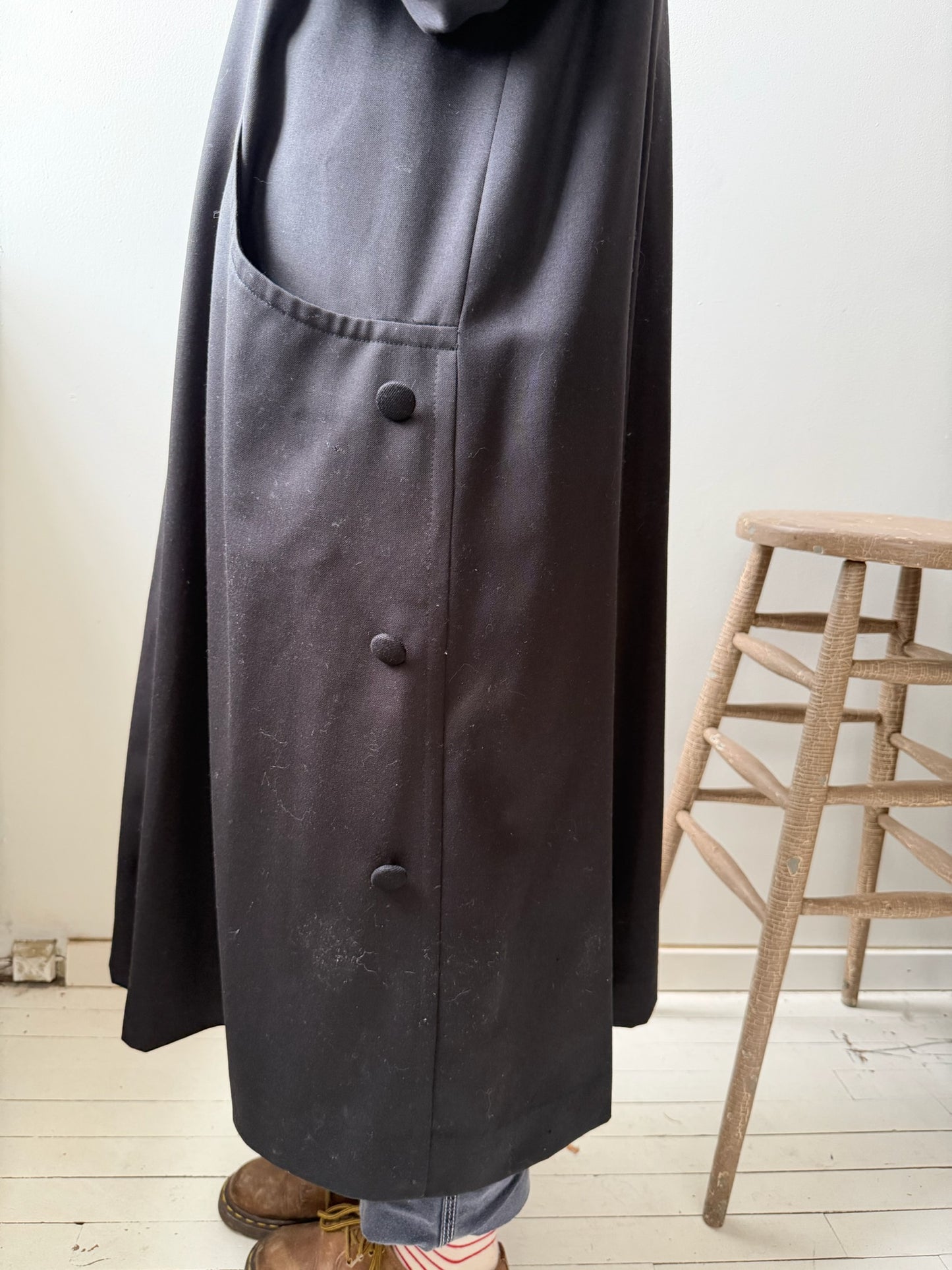 Black Faux Fur Trim Trench