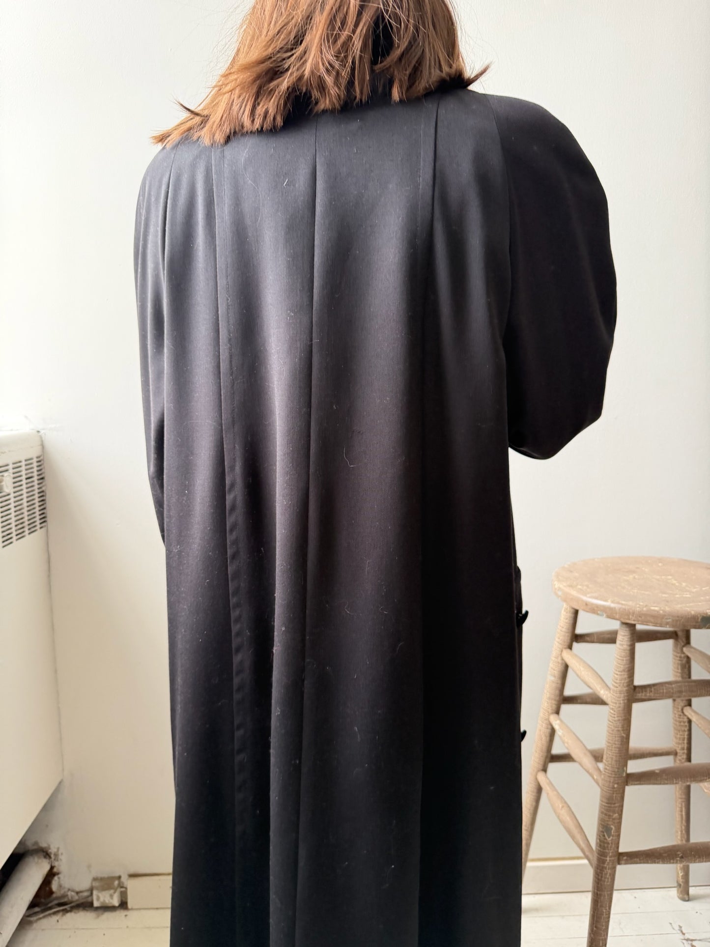 Black Faux Fur Trim Trench