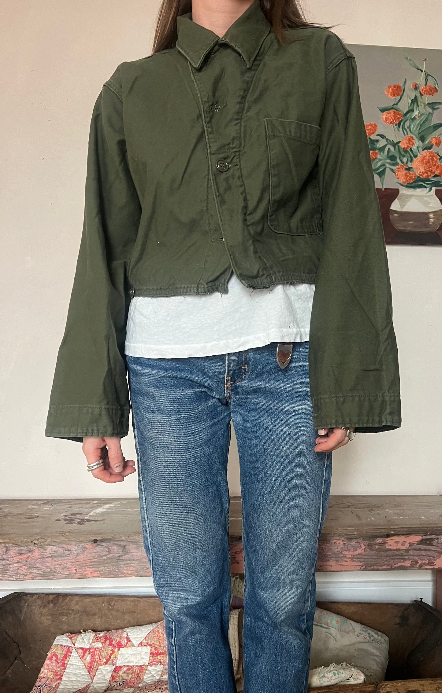 Cropped Miltary Coveralls