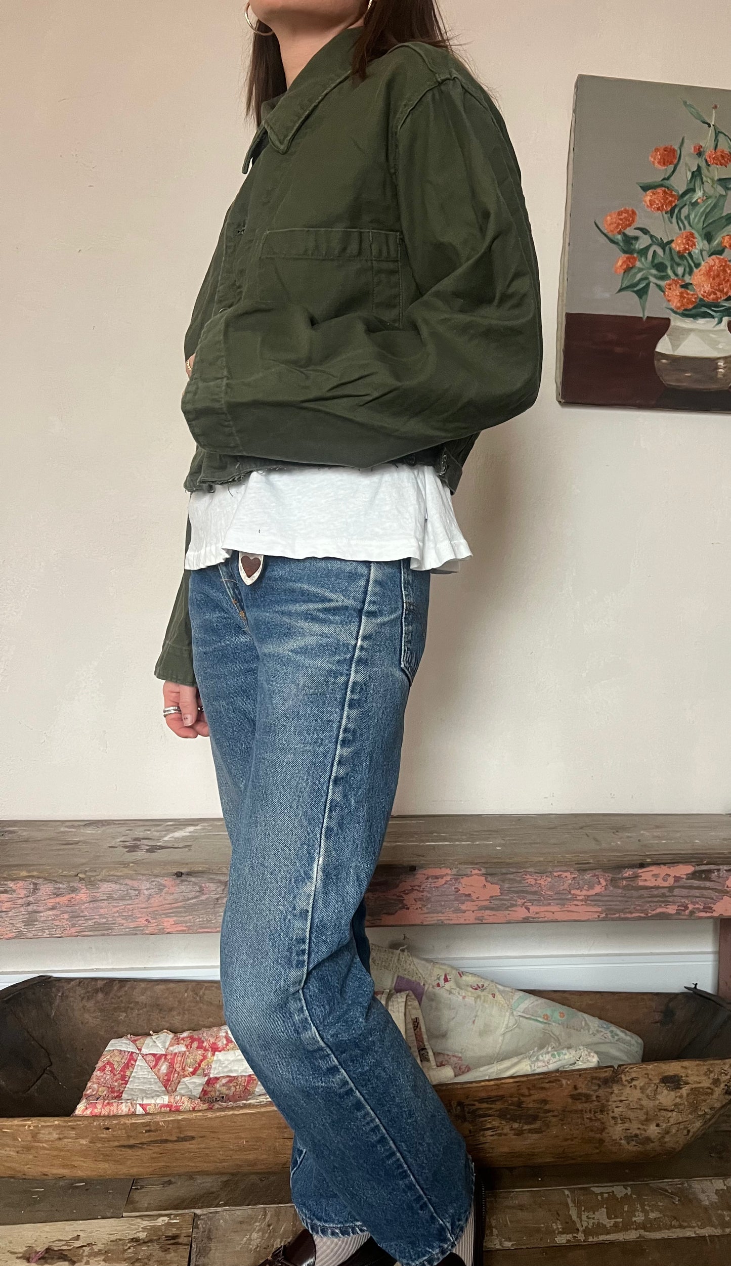 Cropped Miltary Coveralls