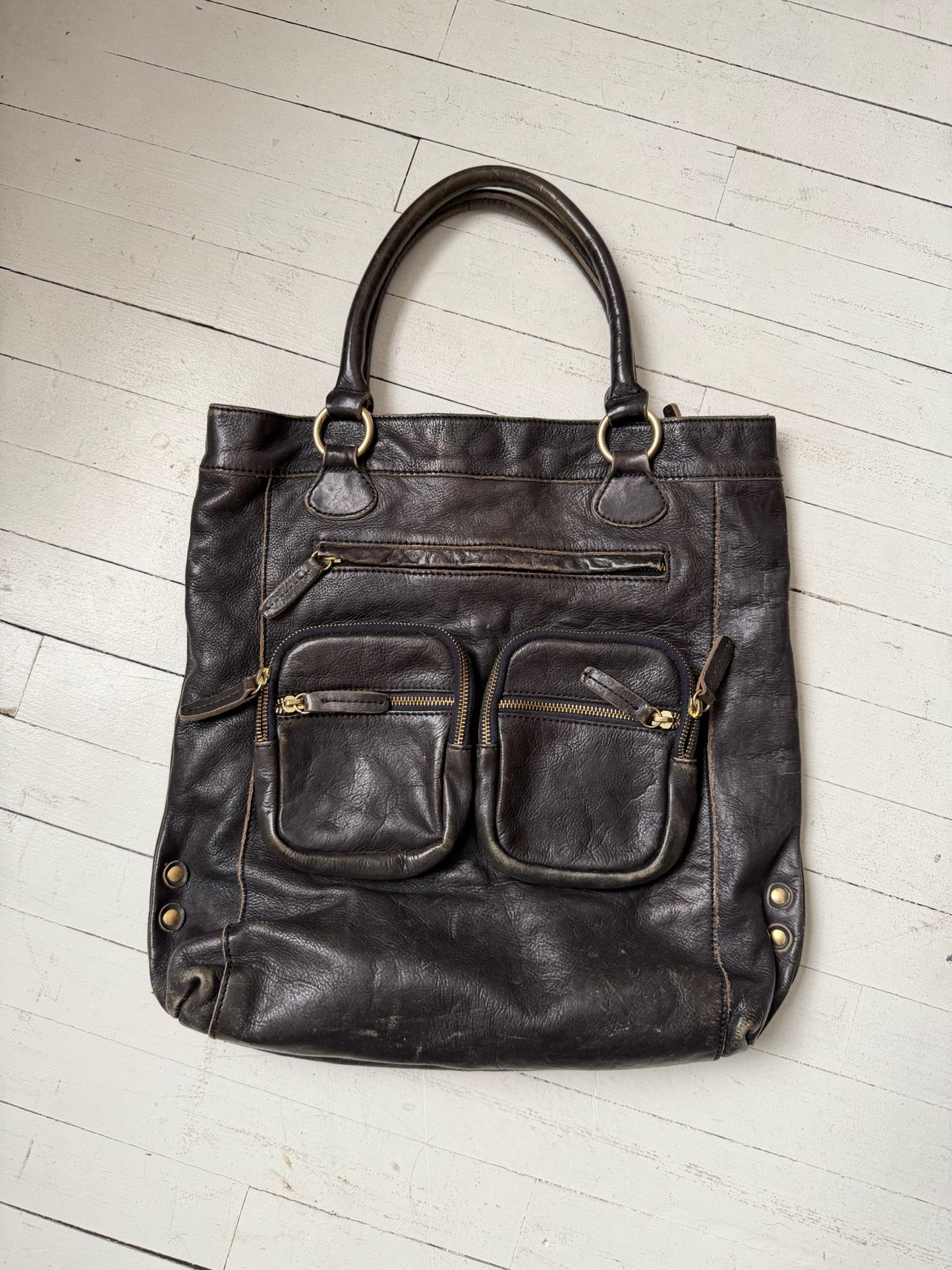 Faded Leather Tote Bag
