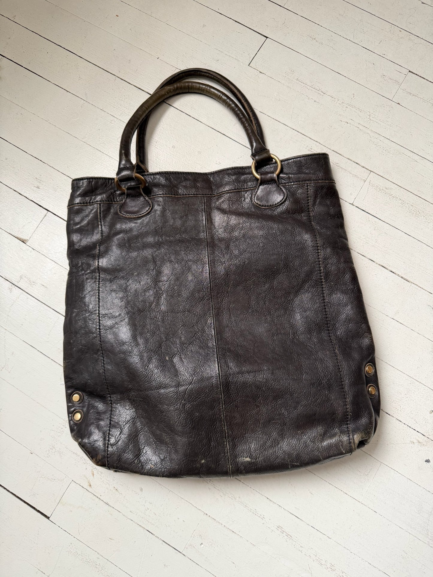 Faded Leather Tote Bag
