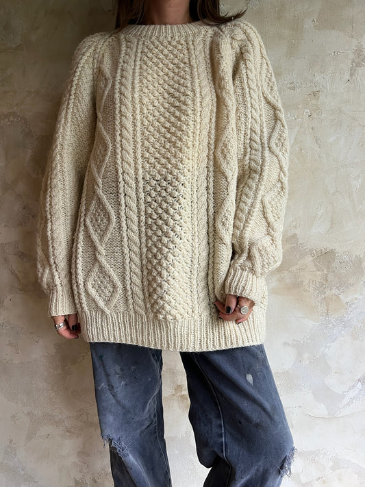 Hand-knit Aran Wool Sweater
