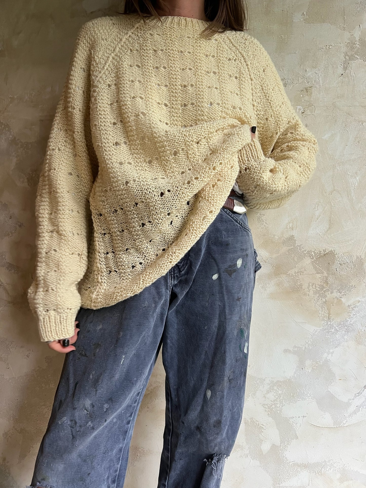 Handmade Cream Light Knit Sweater