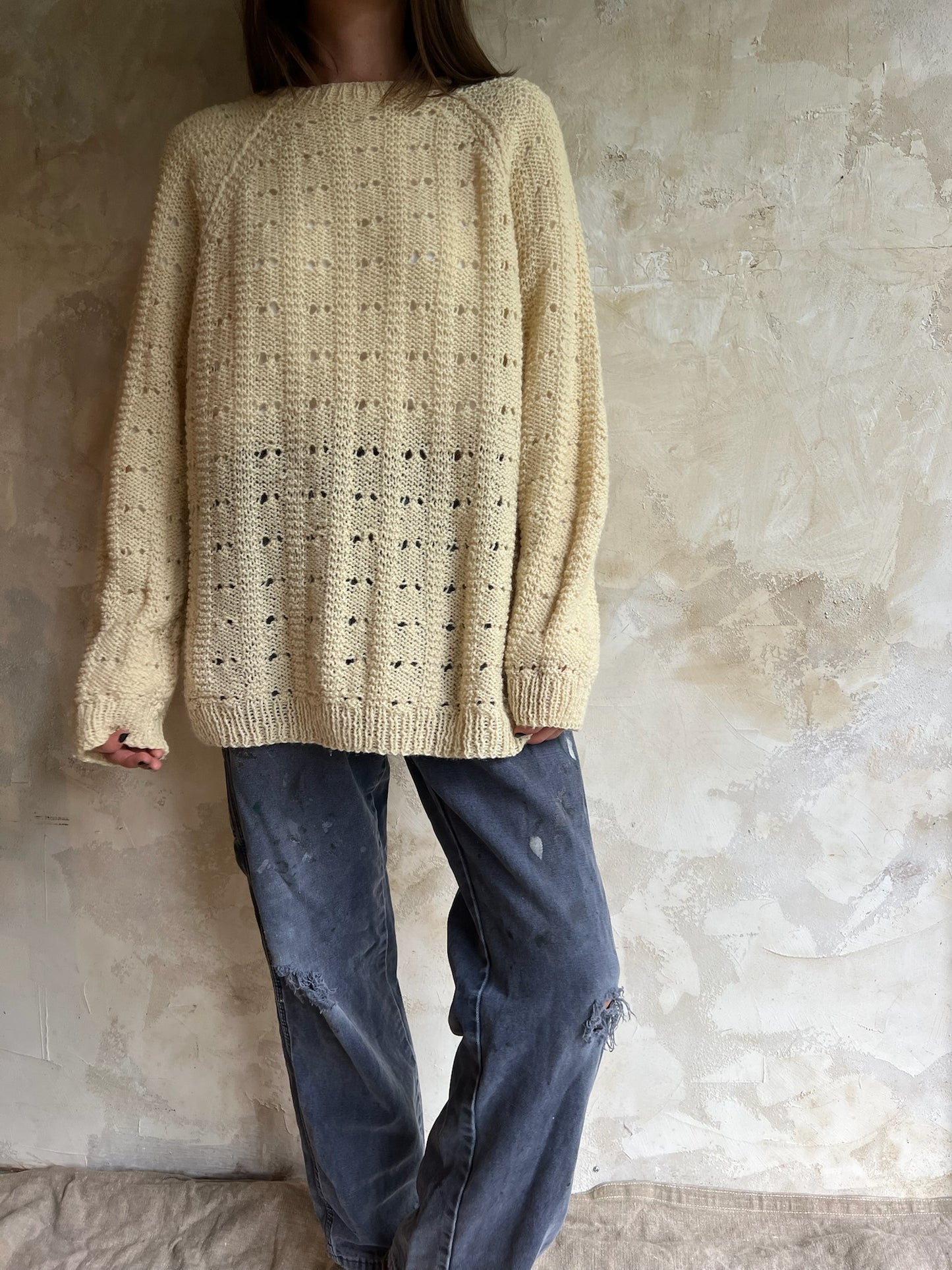 Handmade Cream Light Knit Sweater