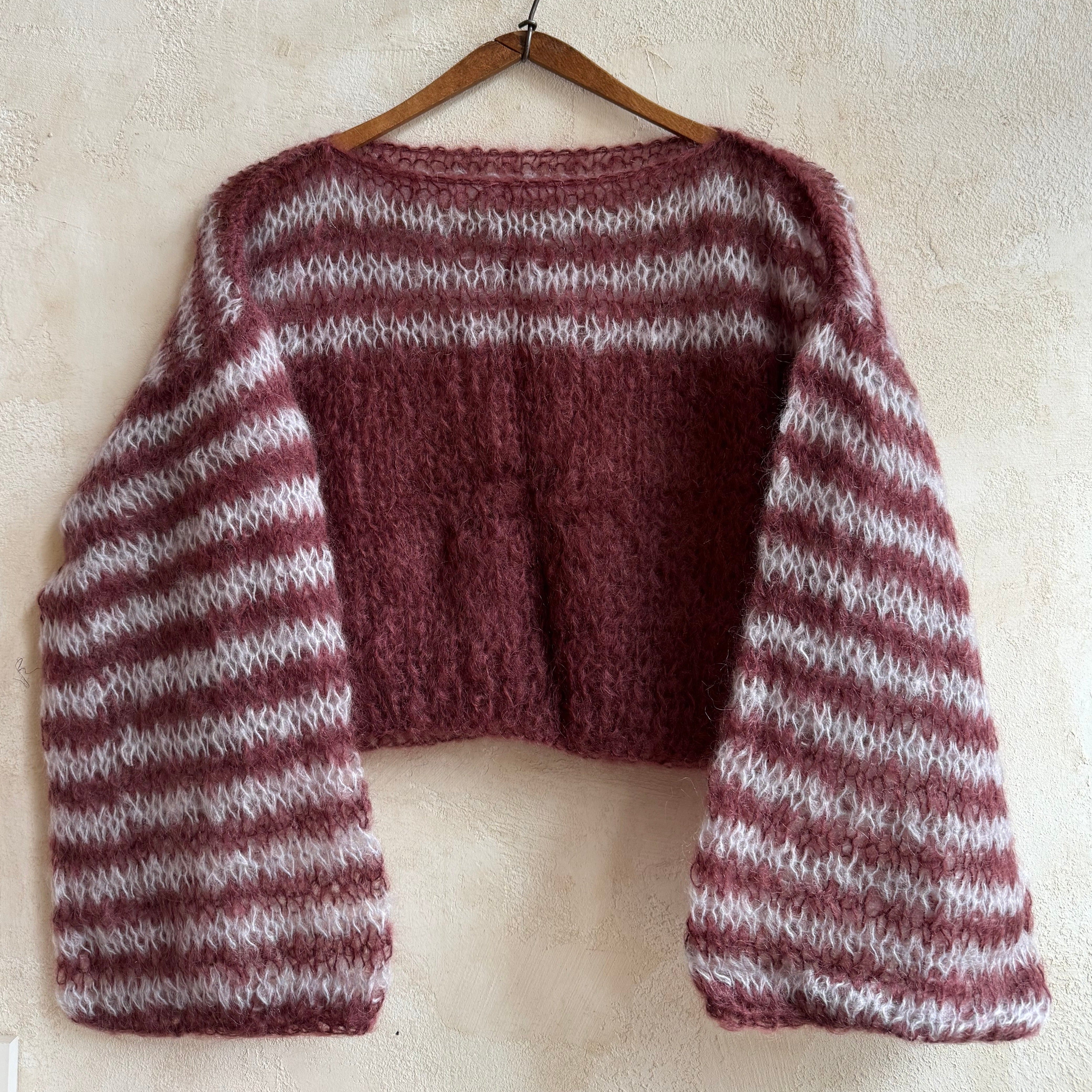 Plum + White Regular Stripe Sweater by Rayés
