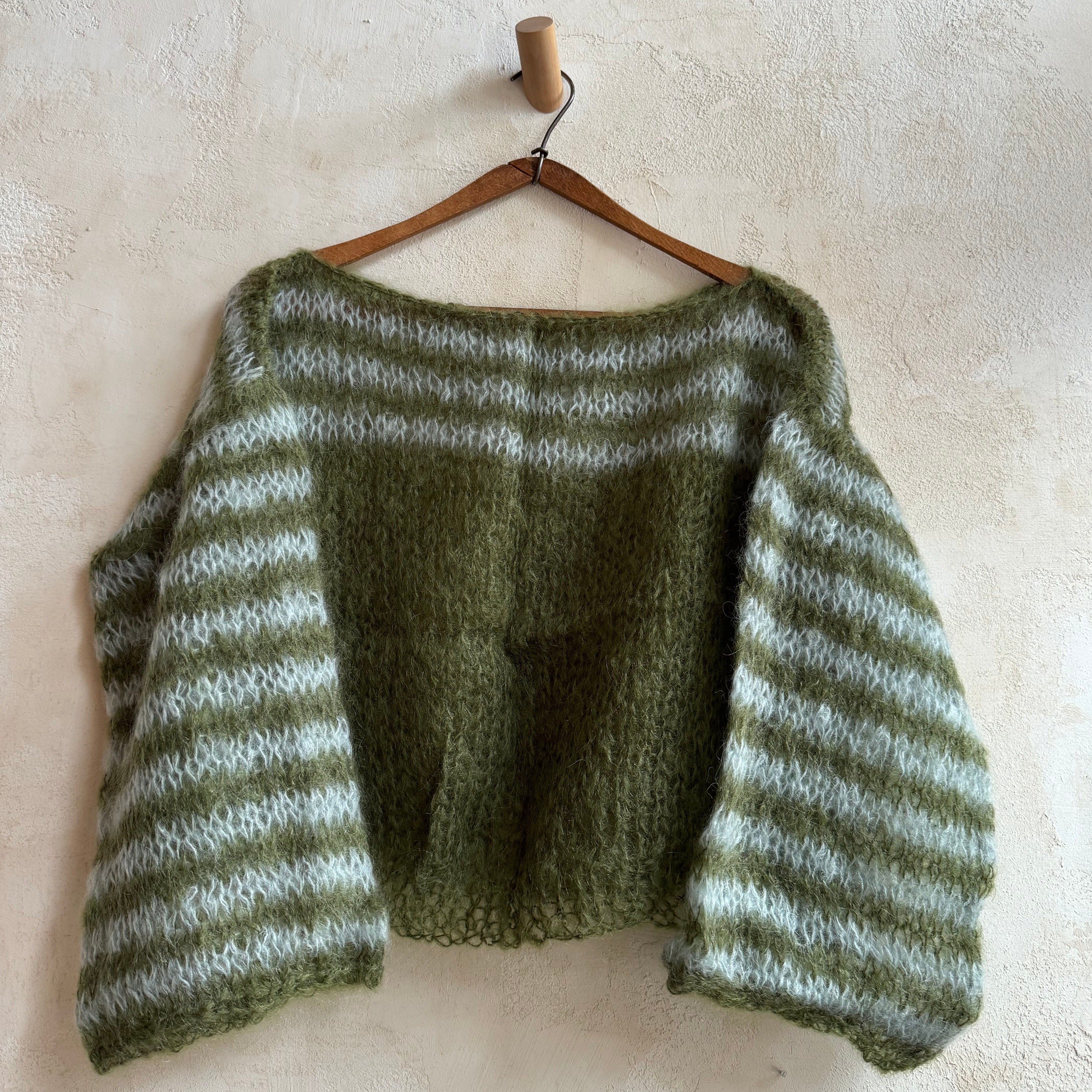 Olive + Baby Blue Regular Stripe Sweater by Rayés