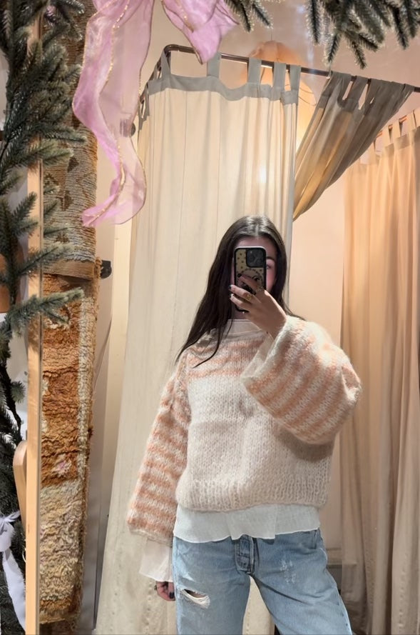 Taupe + Blush Thick Stripe Sweater by Rayés
