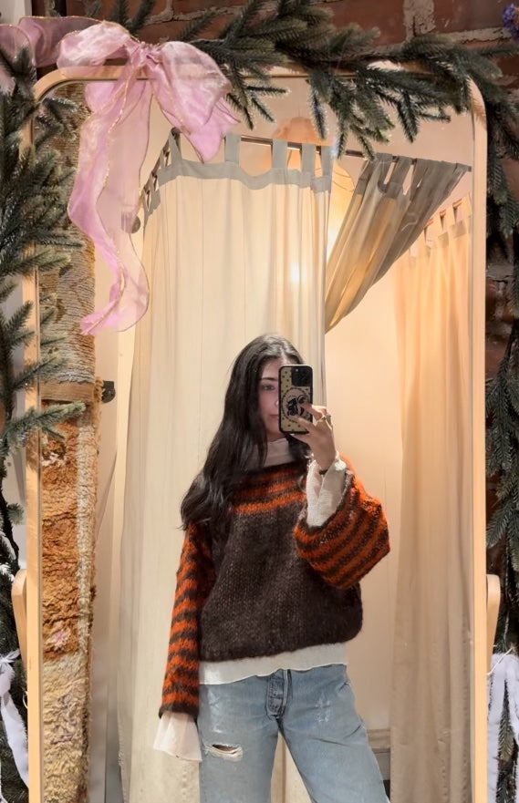 Brown + Orange Regular Stripe Sweater by Rayés