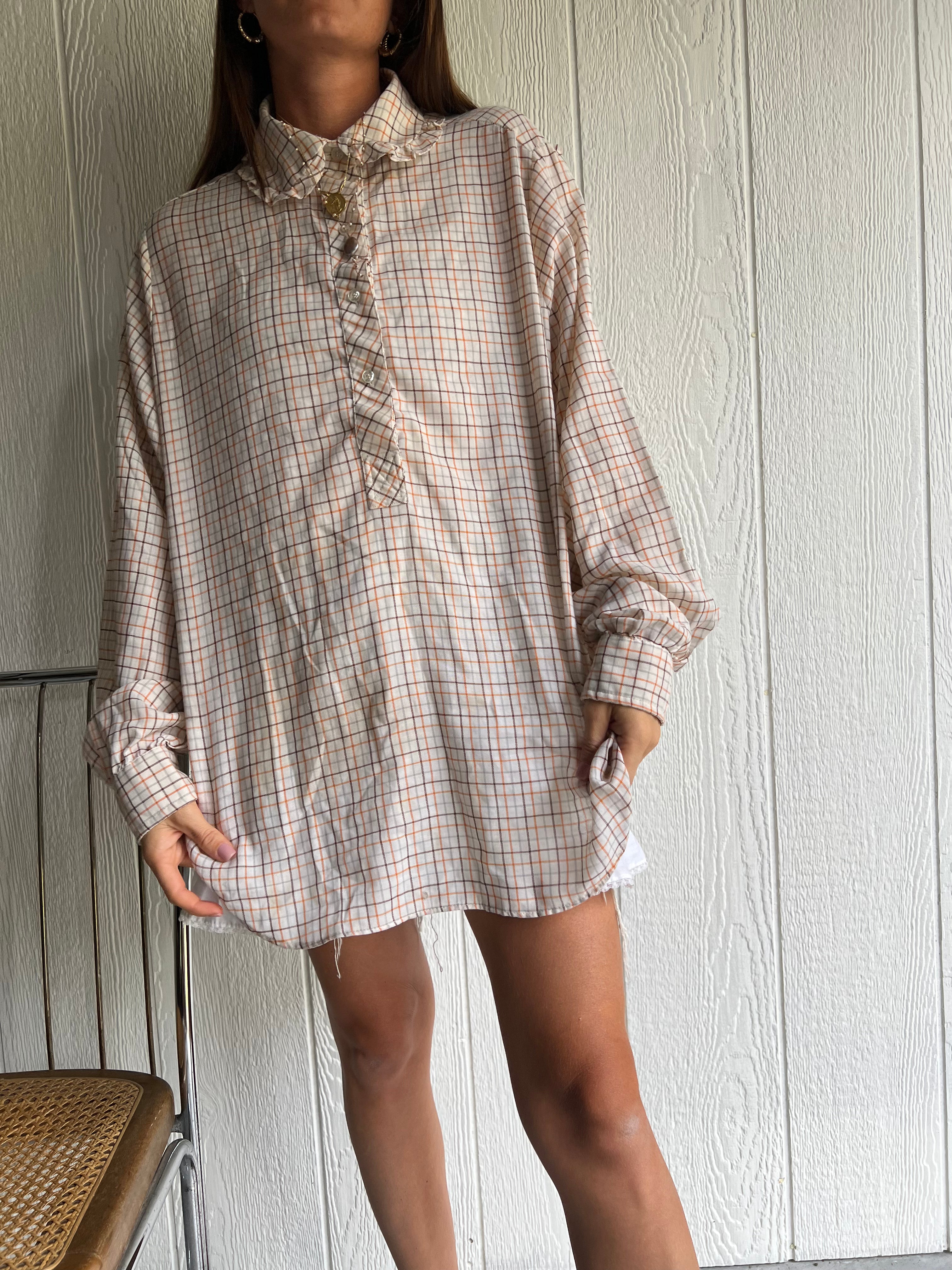 Orange and Brown Checkered Blouse