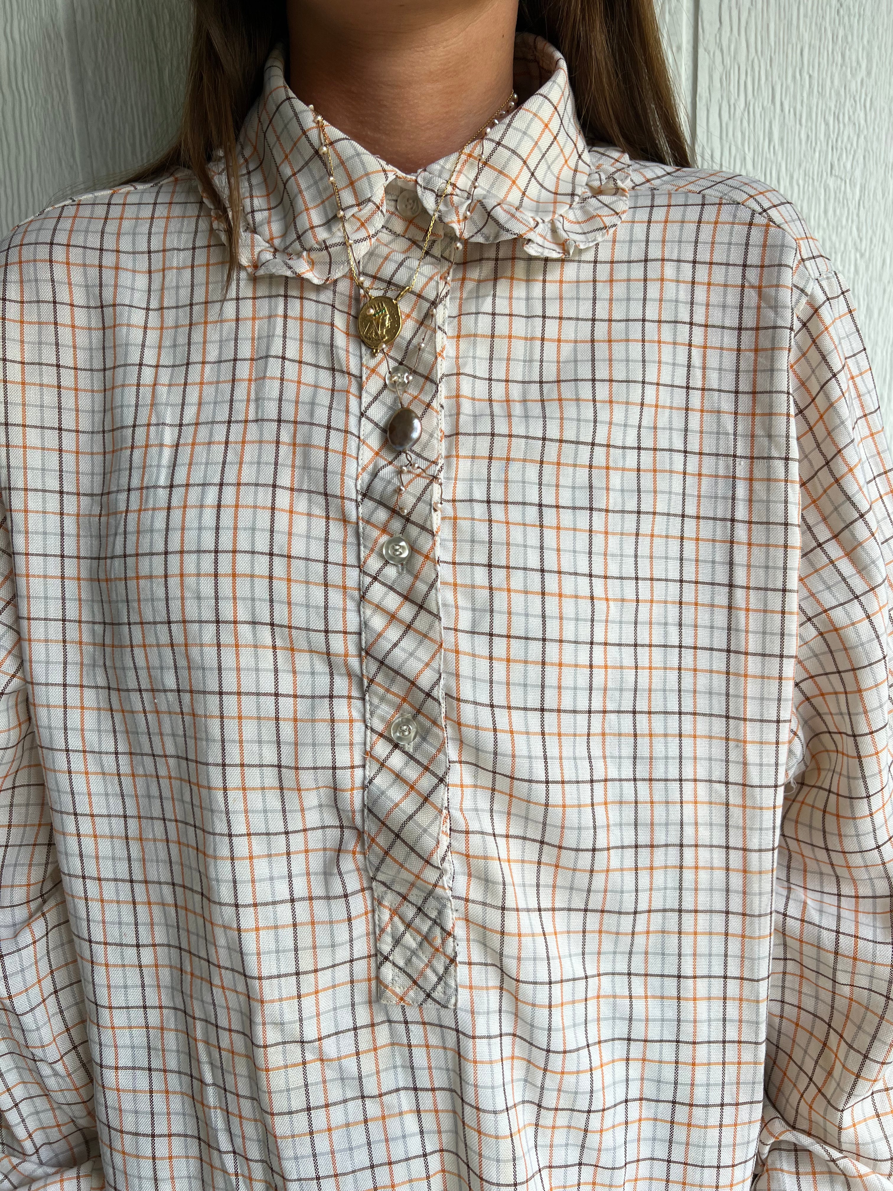 Orange and Brown Checkered Blouse