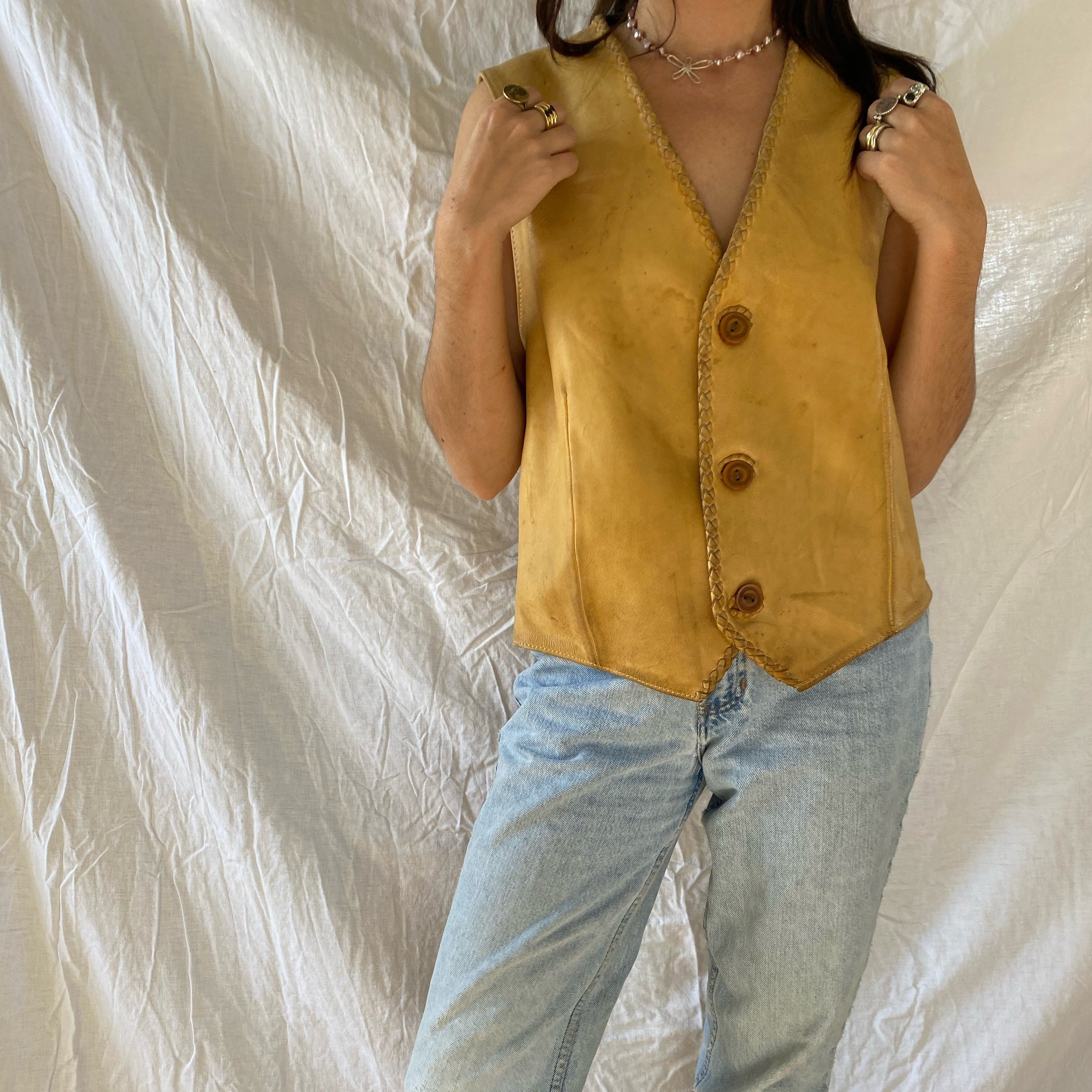 Buttery Yellow Leather Vest