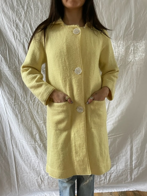 Lemon Yellow Mid-Length Wool Jacket