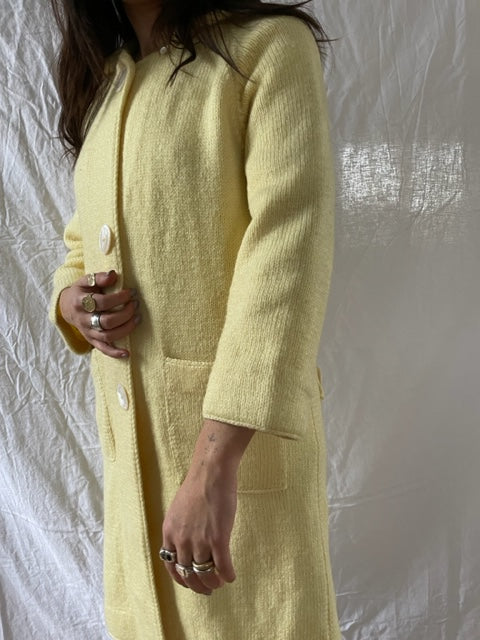 Lemon Yellow Mid-Length Wool Jacket
