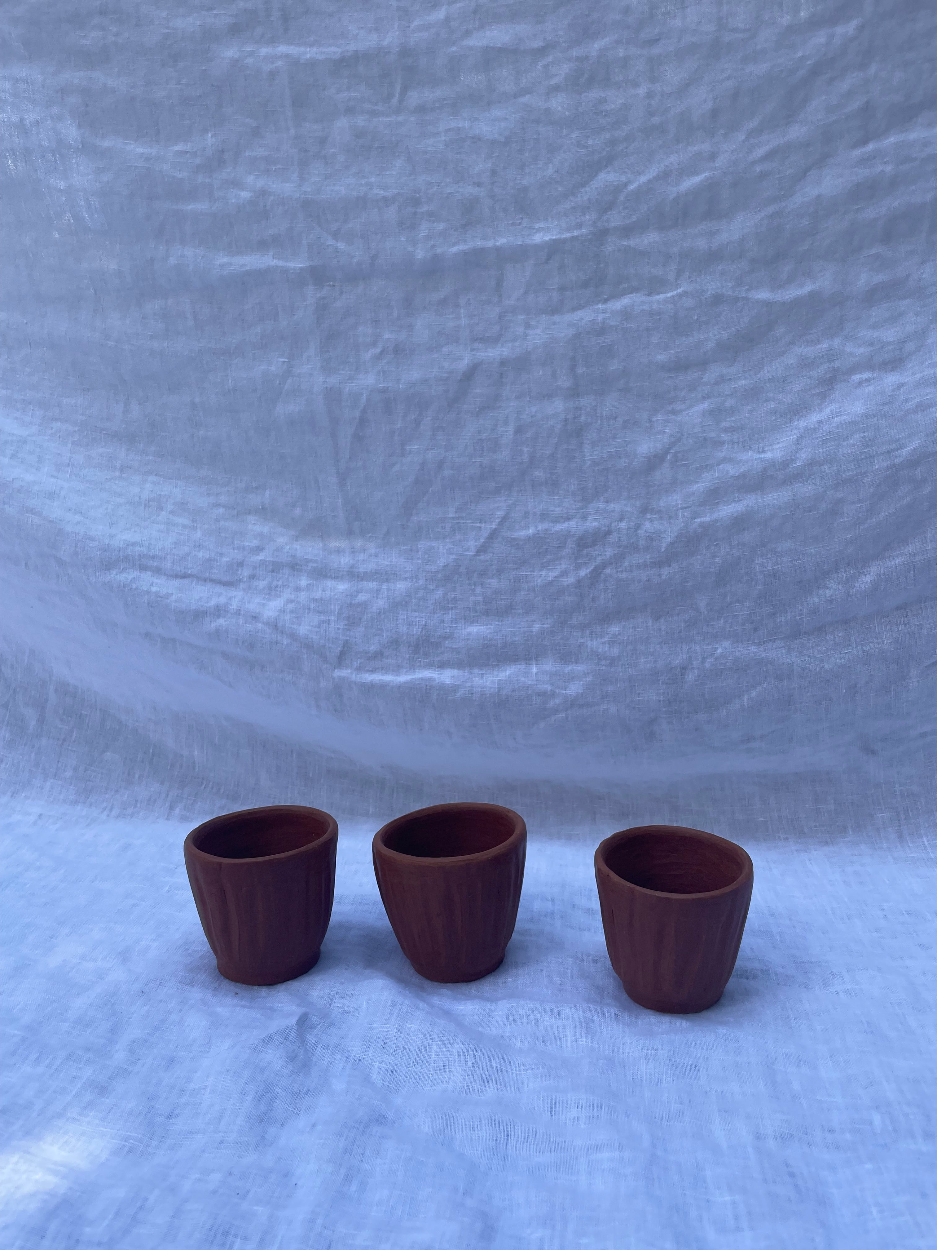 Red Clay Pinstripe Espresso Cups- Oaxaca
