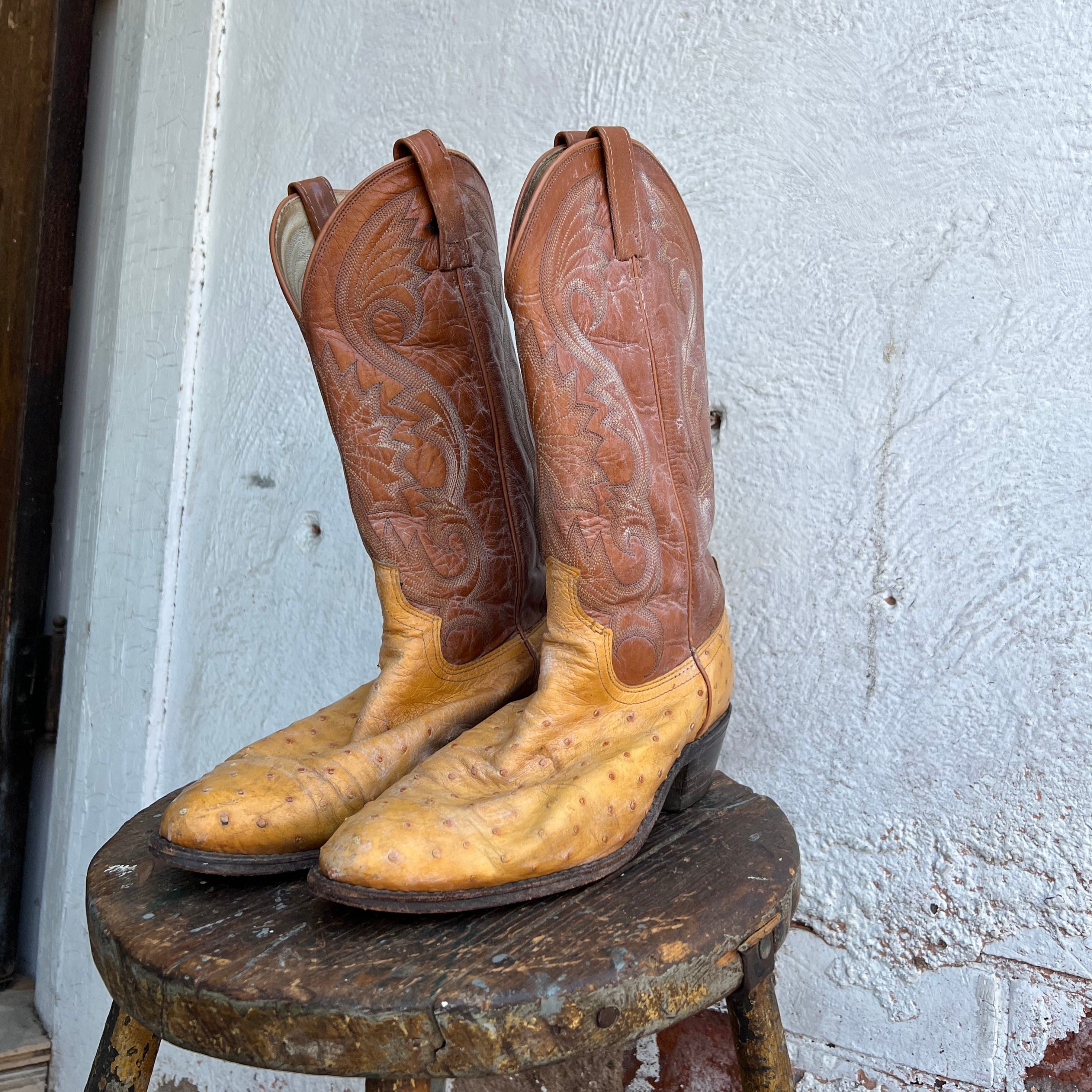 Yellow + Brown Cowboy Boots 10