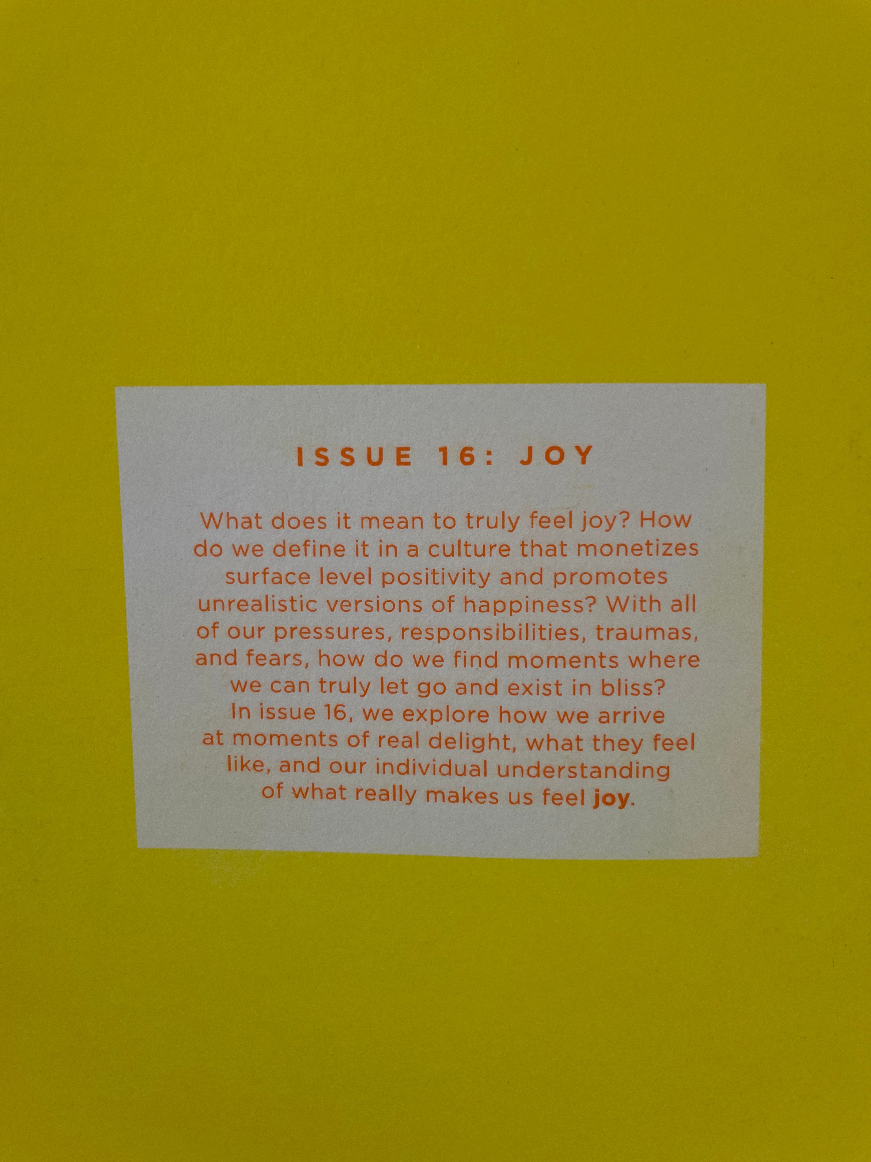 Joy- Feels Zine Issue 16