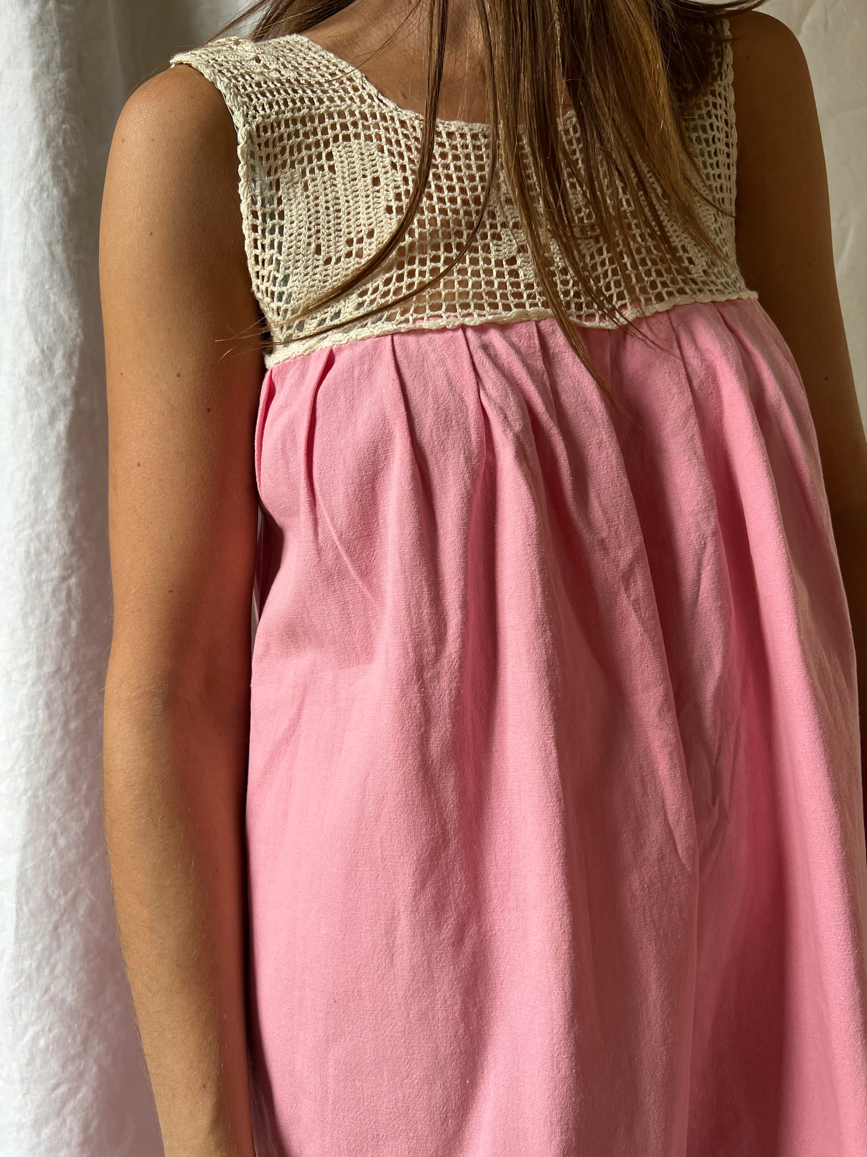 Bubblegum Pink Crochet Dress