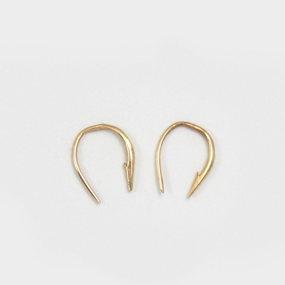 Small Hook Pokes Gold Earrings By Merewif